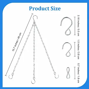 Ланцюги для підвісних горщиків Metal 3 Chain 40 см Set of 4 Silver synthetic.ua - Фото 1