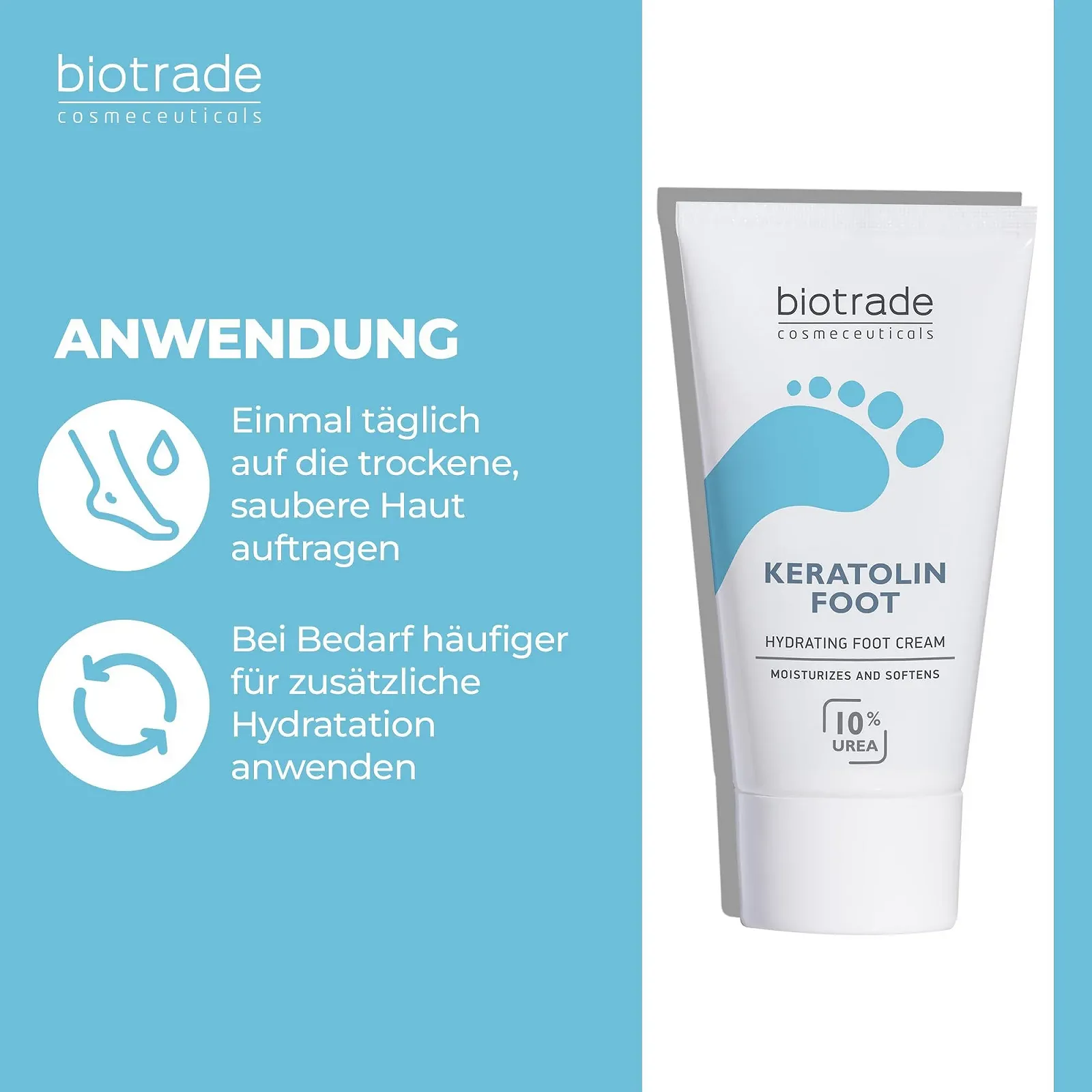 Увлажняющий крем для ног Biotrade Keratolin 10% Urea 50 мл, фото №6