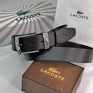 Чоловічий ремінь Lacoste чорний шкіряний пояс synthetic.ua - Фото 1