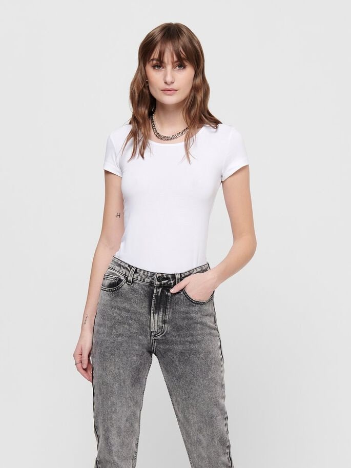 Футболка ONLLIVE LOVE LIFE ONECK TOP NOOS JRS 15205059- ONLY Білий XL, фото №1