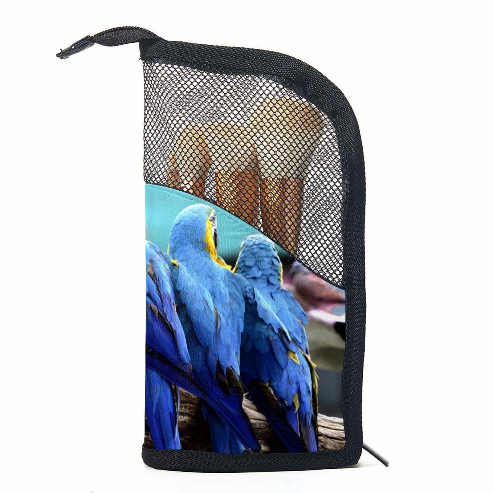 Набір кистей для макіяжу з органайзером Blauer papageienvogel tropisch, 12 шт, синій, фото №1