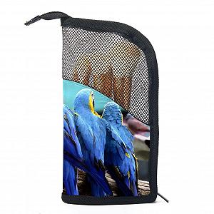 Набір кистей для макіяжу з органайзером Blauer papageienvogel tropisch, 12 шт, синій - Фото 1