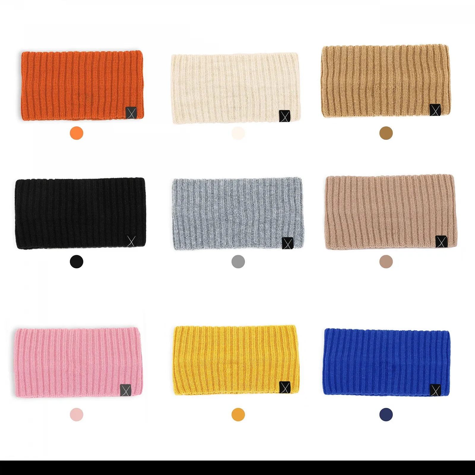 Пов'язка на голову жіноча В'язана Широка Тепла Оранжева, фото №9