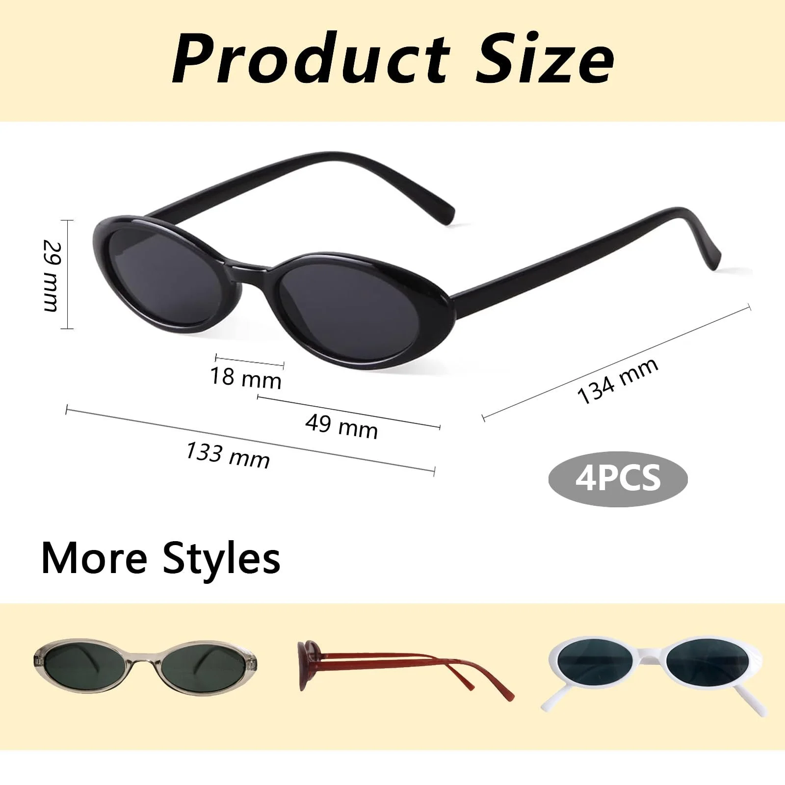 Сонцезахисні окуляри овальні YFPOPONE Набір з 4 шт. Сірий, фото №2