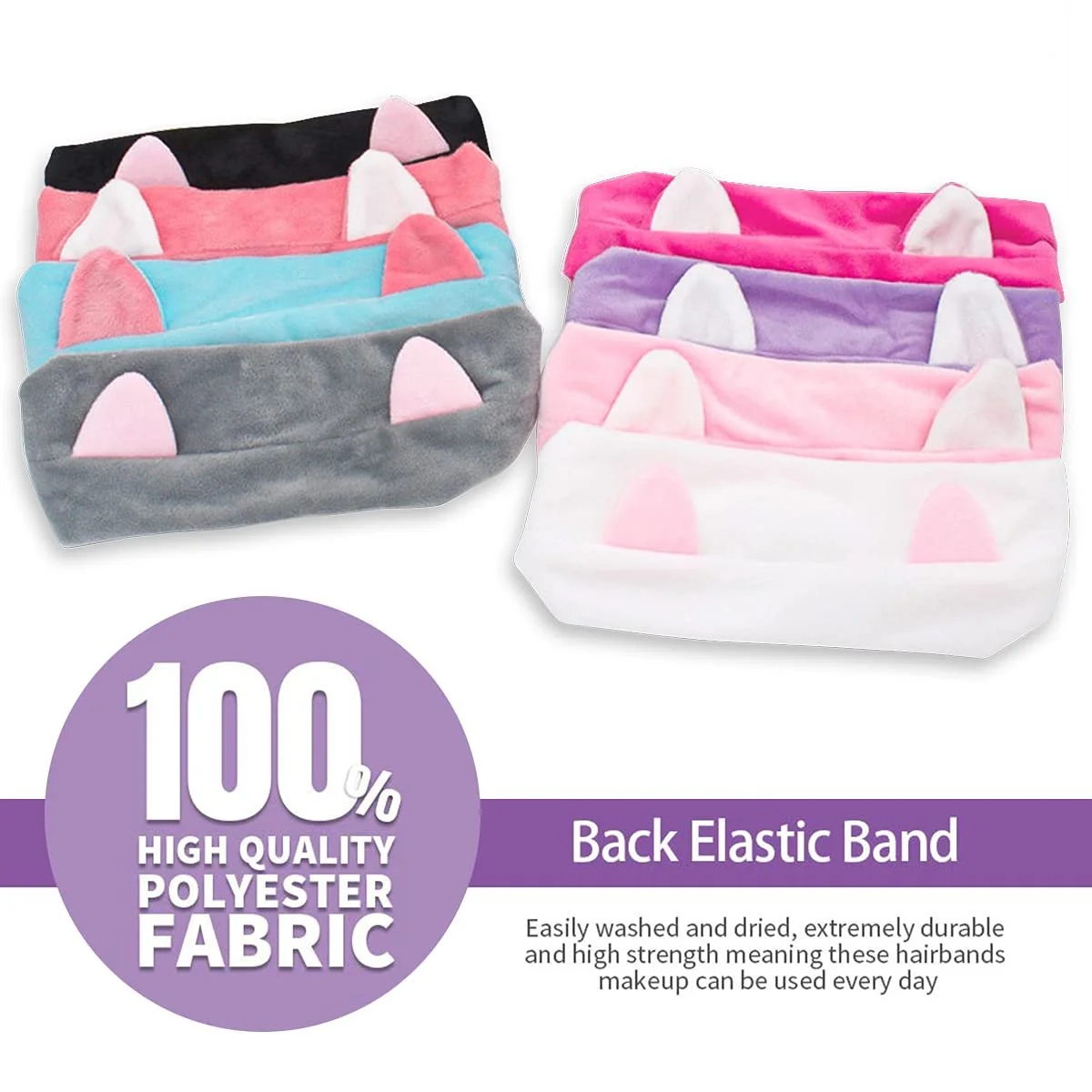 Пов'язка Вушка кота Etti Еластичний для жінок Кольоровий (8 шт), фото №4