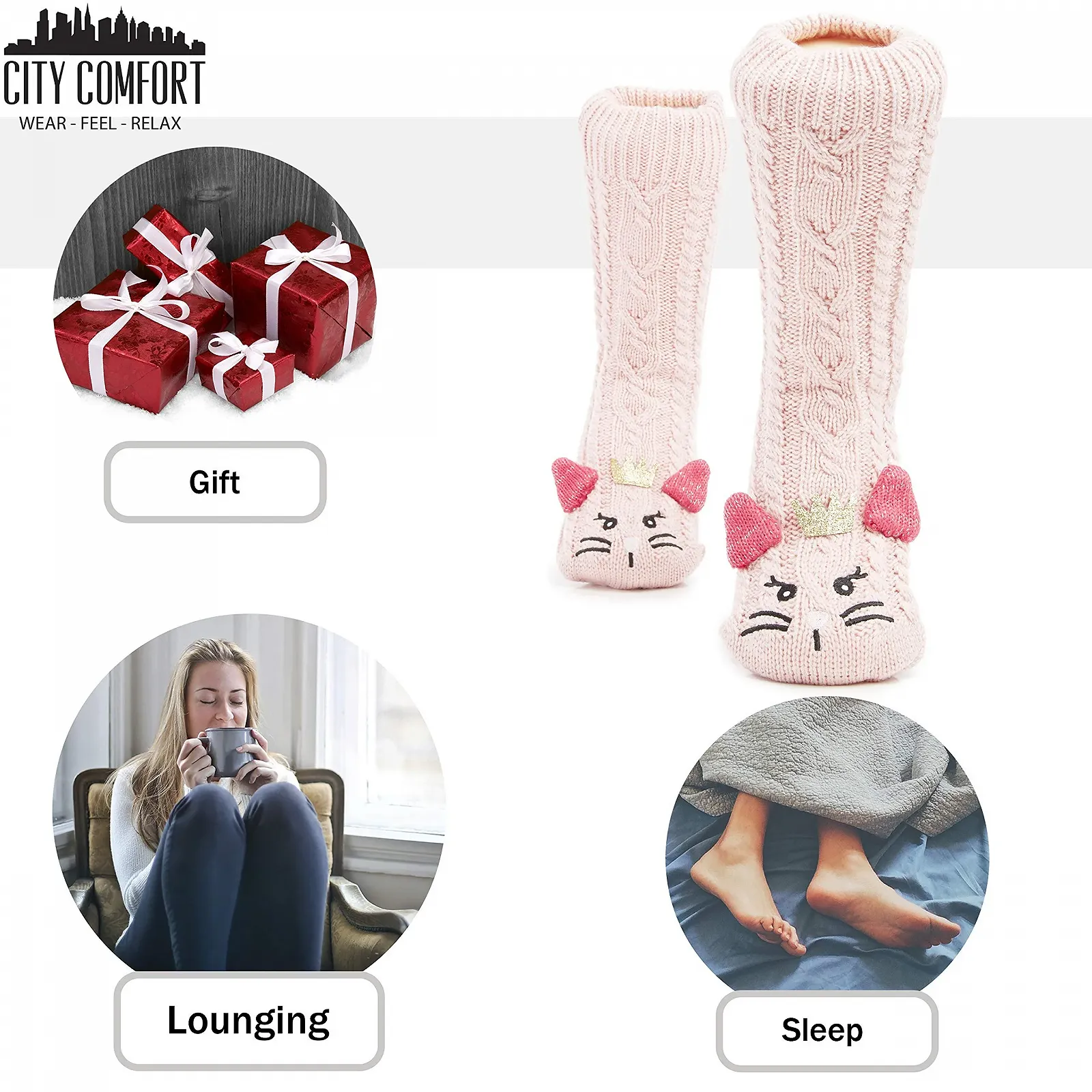 Теплые носки CityComfort для женщин, детей и мужчин, Милые носки, 3D, С милым зверем, Подарок для пары, Очень теплые тапочки, Мягкие женские носки, фото №3