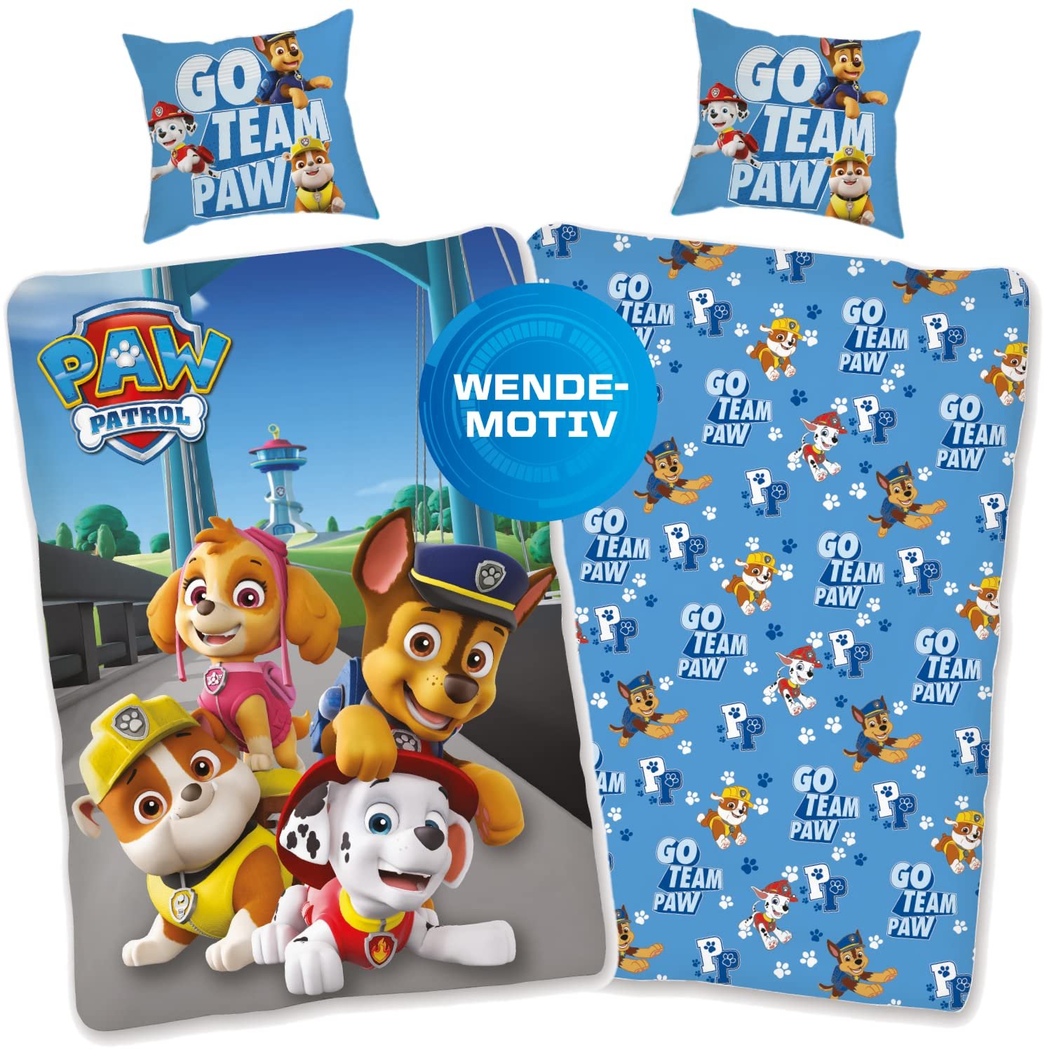 Постільна білизна Paw Patrol 135 x 200 cm 80 x 80 cm Бавовна · Дитяча постільна білизна для дівчаток та хлопчиків · 2 предмети Paw Patrol, фото №1