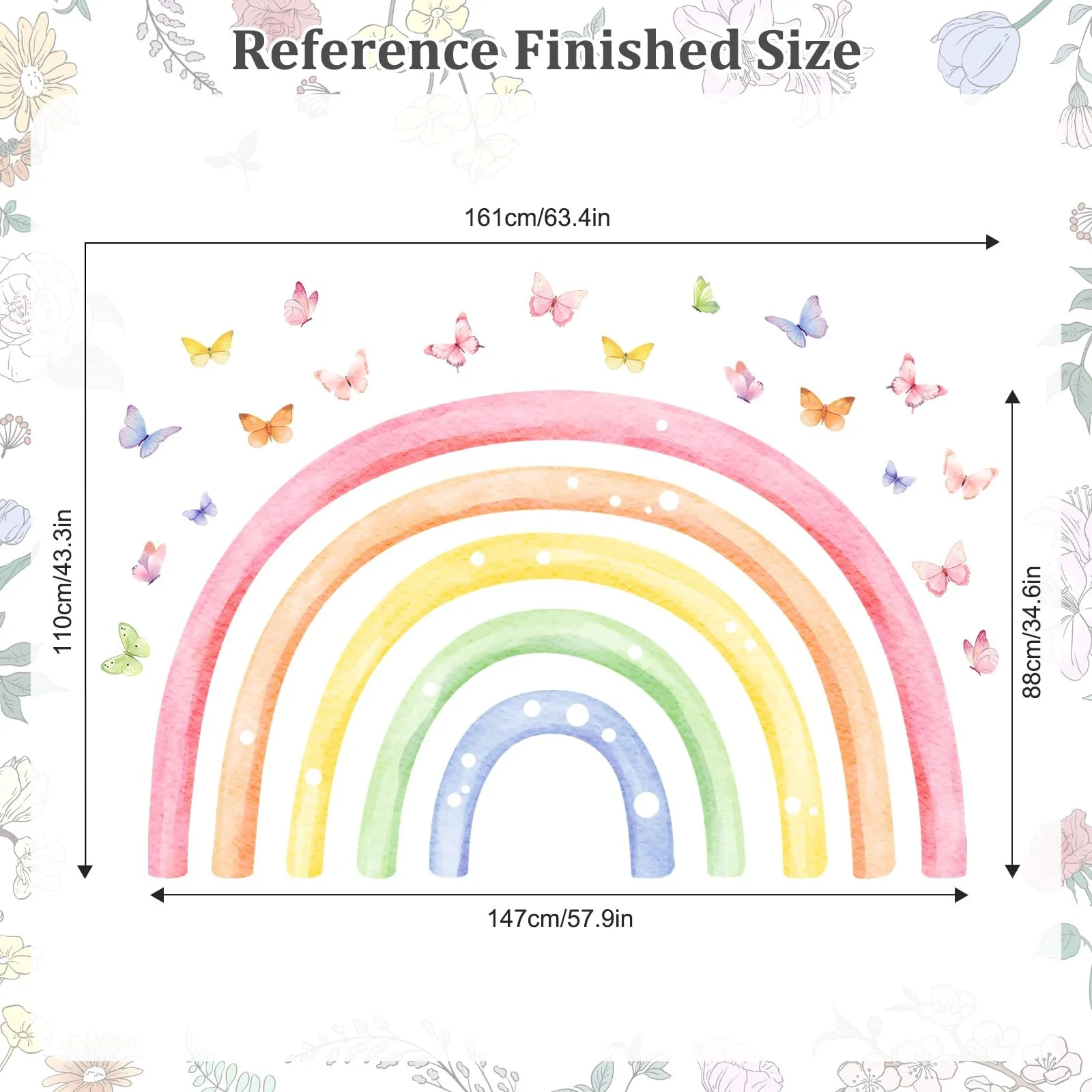 Наклейка на стіну Велика веселка Баскетбол 147 x 88 см Акварельна, фото №6
