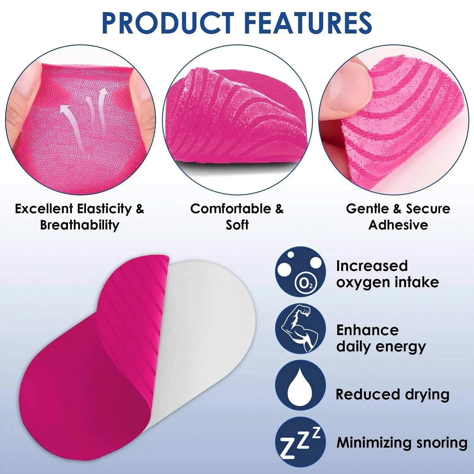 Смужки для рота для сну 42 шт., проти хропіння, гіпоалергенні, м'який клей, розвивають звичку дихати носом, фото №2 Смужки для рота для сну 42 шт., проти хропіння, гіпоалергенні, м'який клей, розвивають звичку дихати носом, фото №2