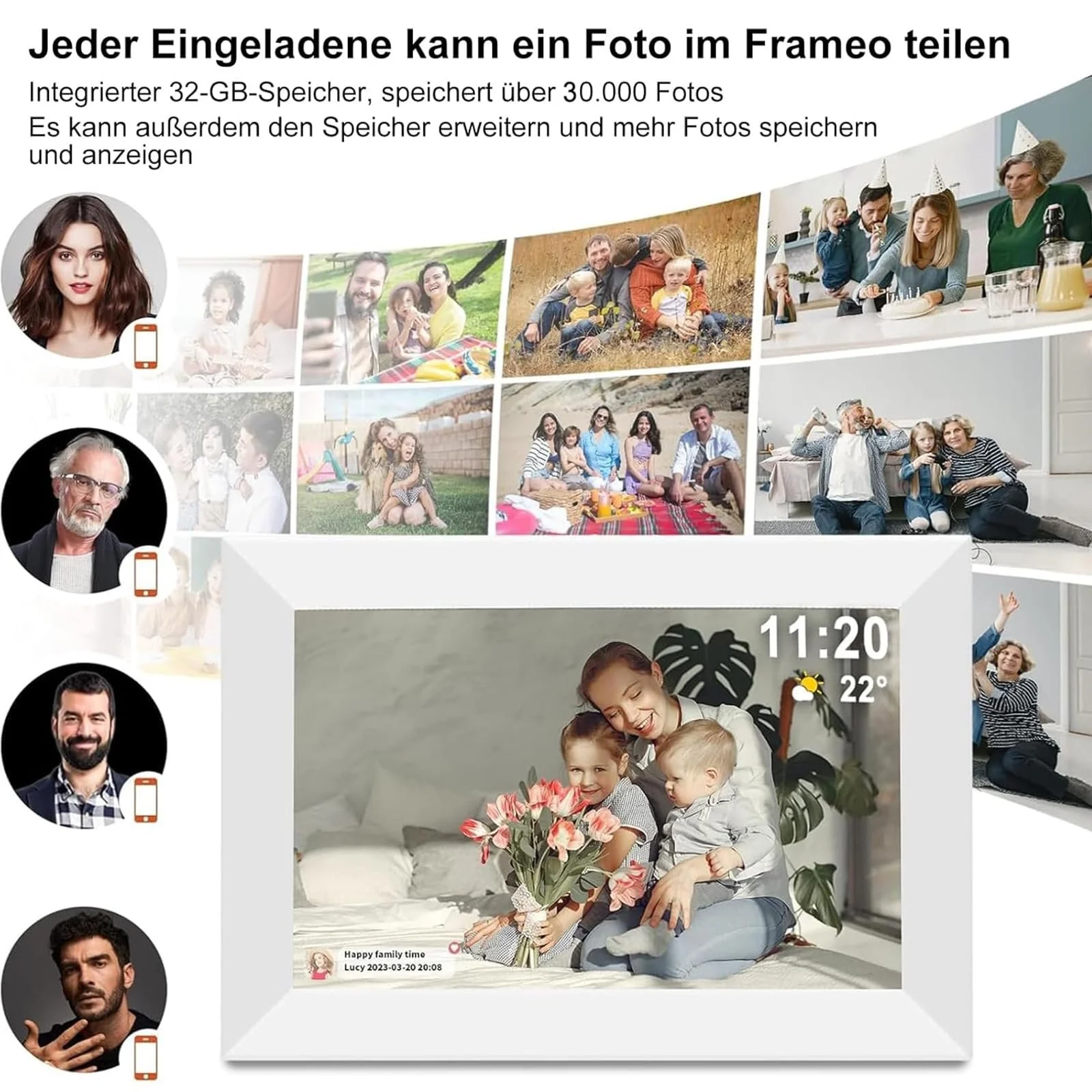 Цифровая фоторамка Frameo 10.1" WiFi 1280x800 IPS 32 ГБ Белый, фото №2