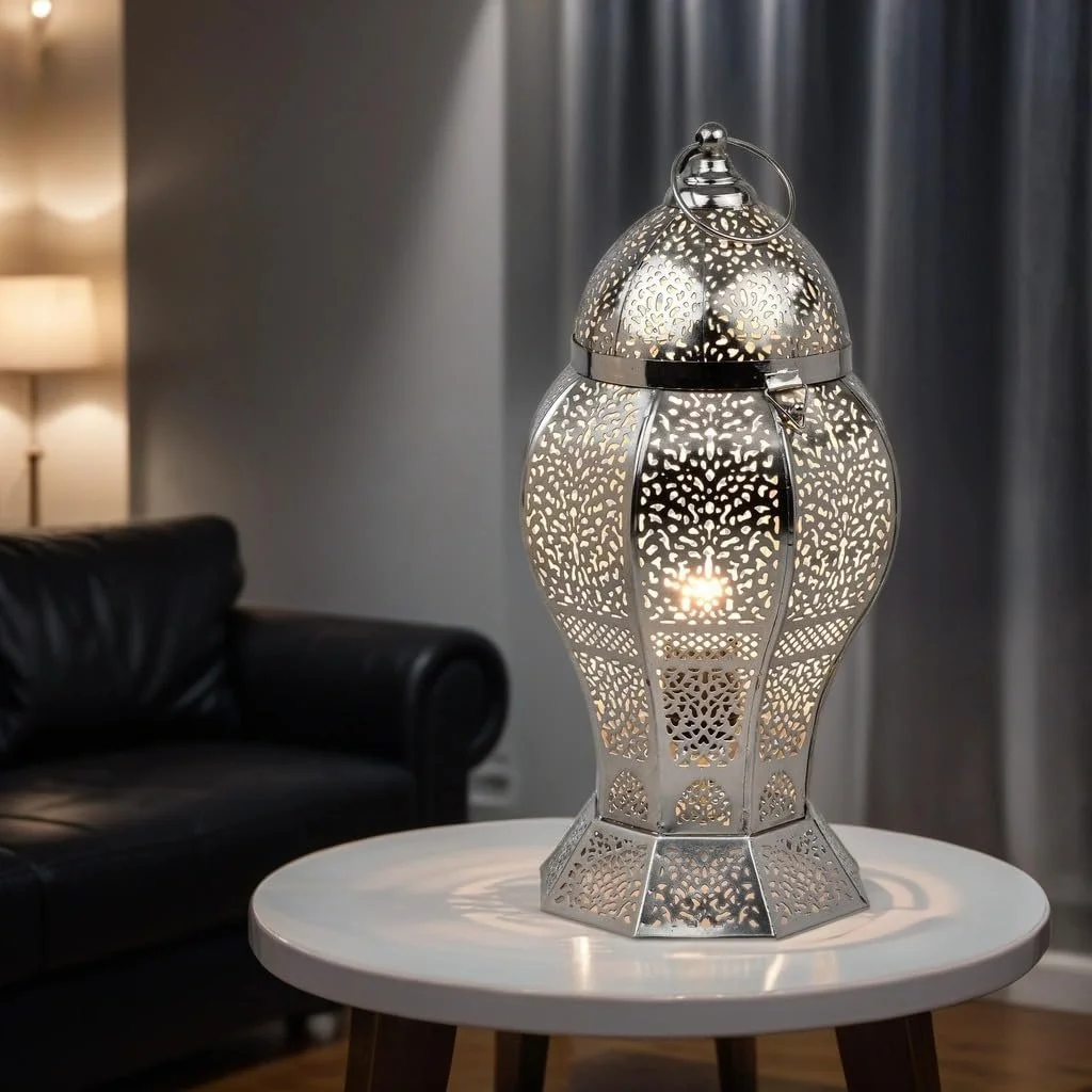 Набір із 2 настільних ламп Marrakech Jaleel 40 см Металеві E27 Сріблясті, фото №3