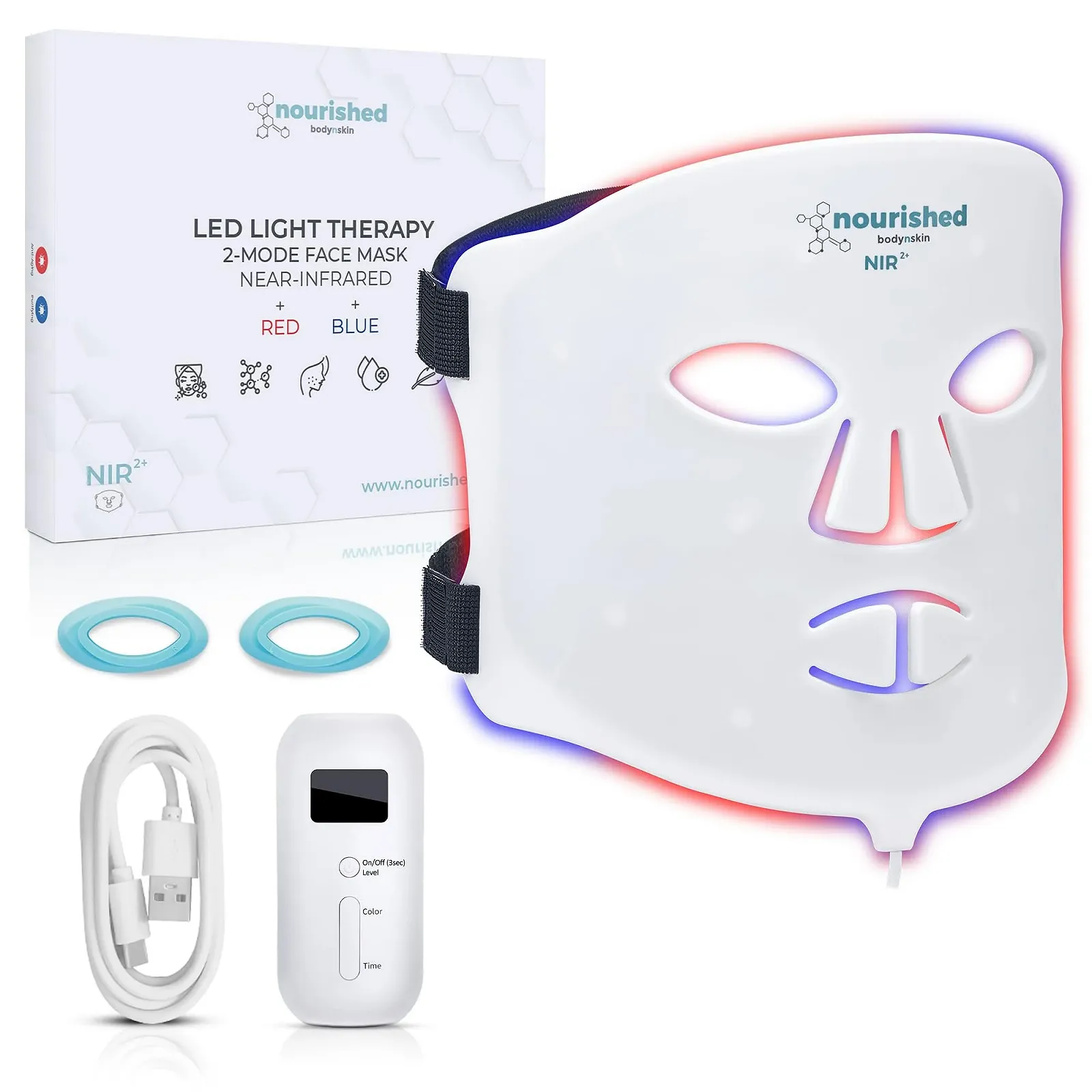Маска для лица LED портативная Nourished Bodynskin с ближним инфракрасным излучением - 114 светодиодов, фото №1