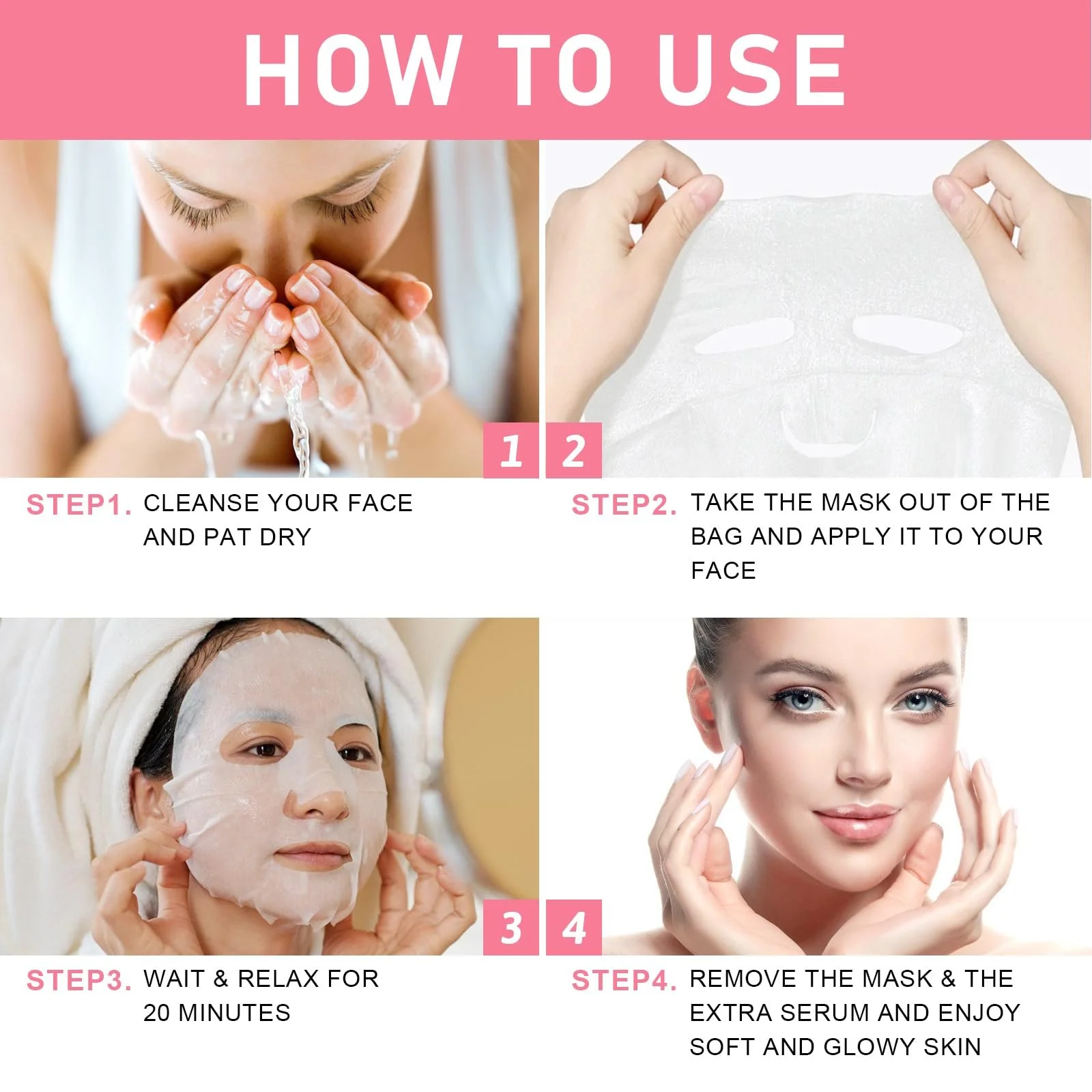 Набір тканинних масок для щоденного догляду 12 шт, фото №4