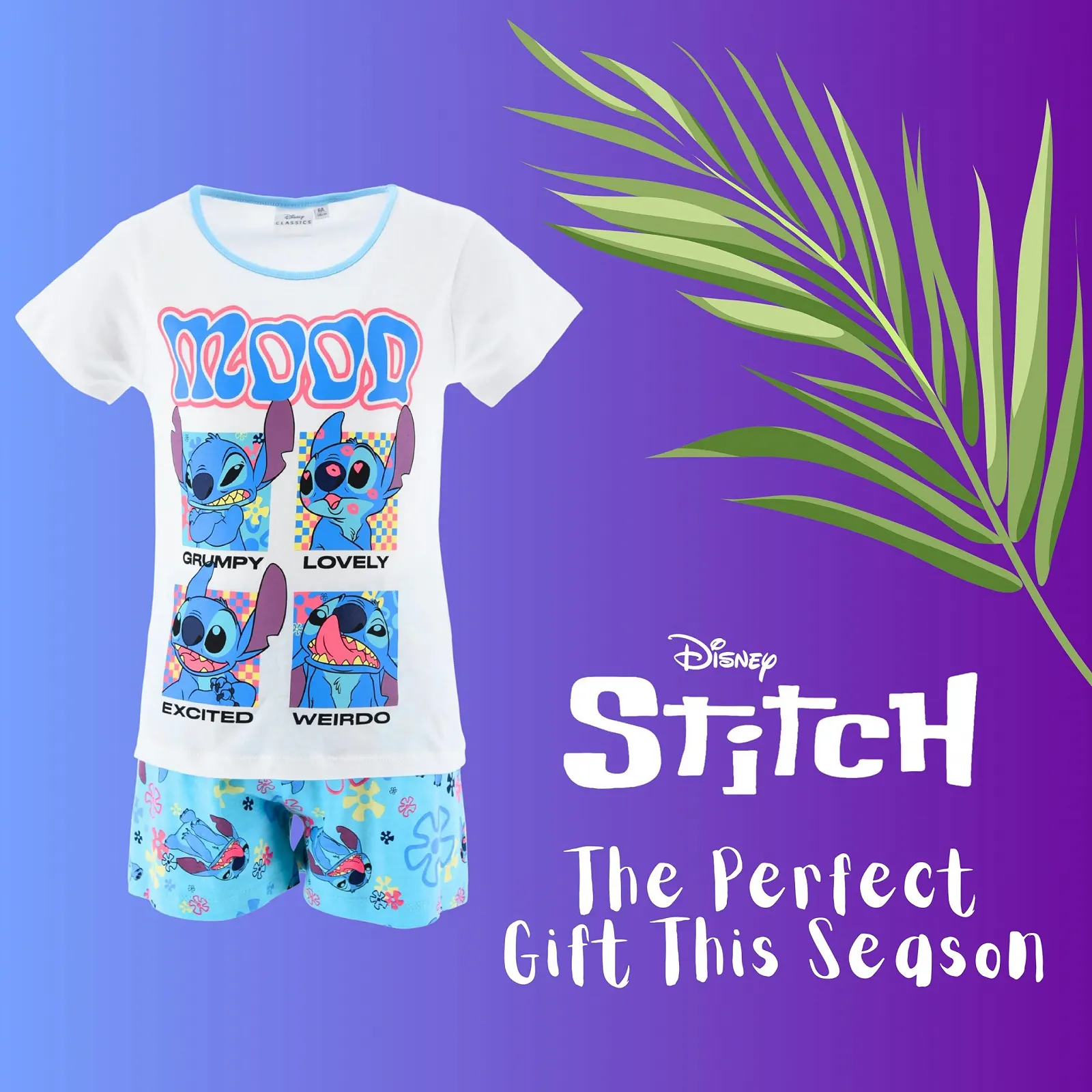 Піжама Комплект Футболка та Шорти Disney Stitch Бавовна Літній Набір 'Mood' Stitch, фото №8 Піжама Комплект Футболка та Шорти Disney Stitch Бавовна Літній Набір 'Mood' Stitch, фото №8