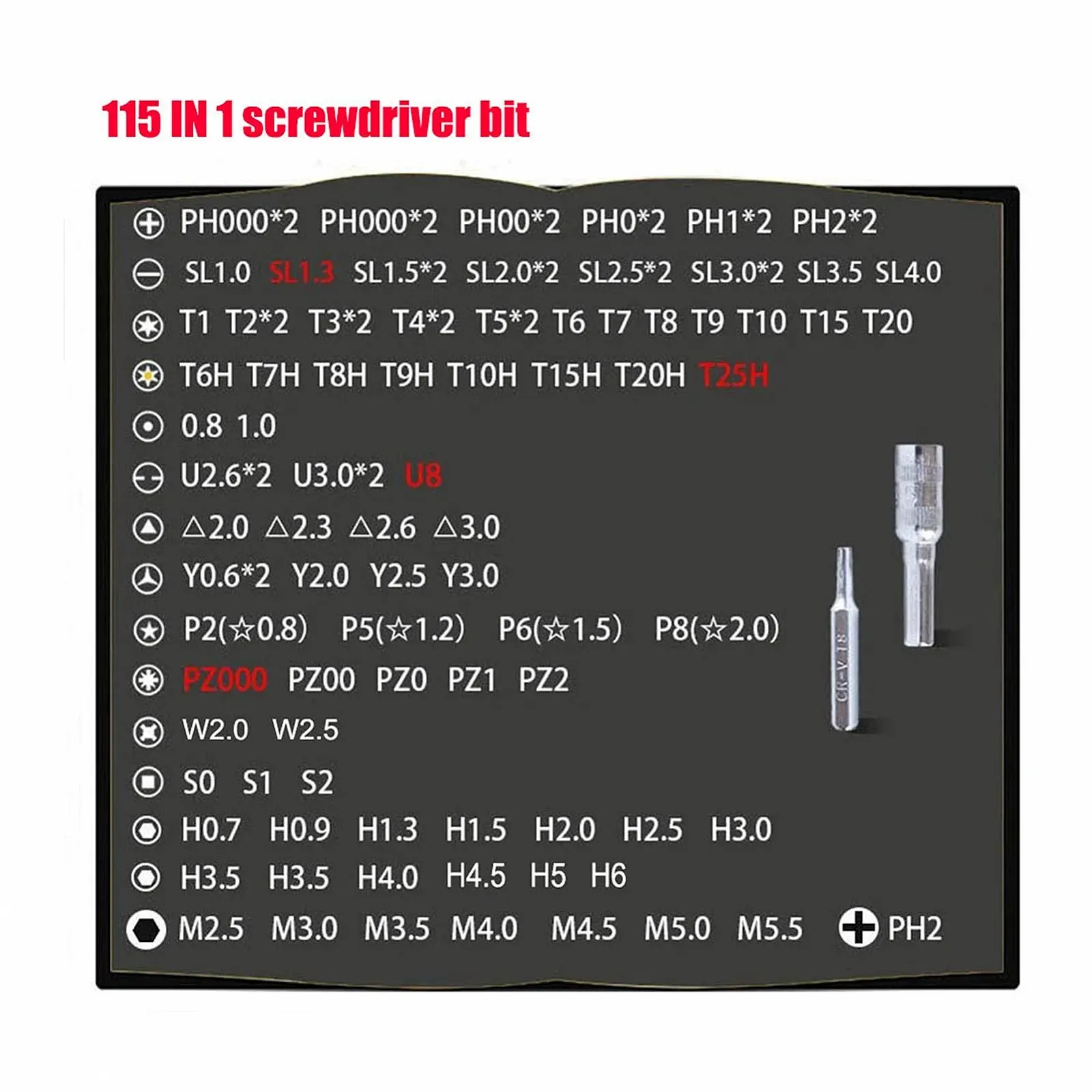 Набор отверток 115 в 1 С магнитными битами Прецизионный Набор инструментов для ремонта ноутбуков ПК часов игровых консолей Мини DIY ручная работа, фото №2