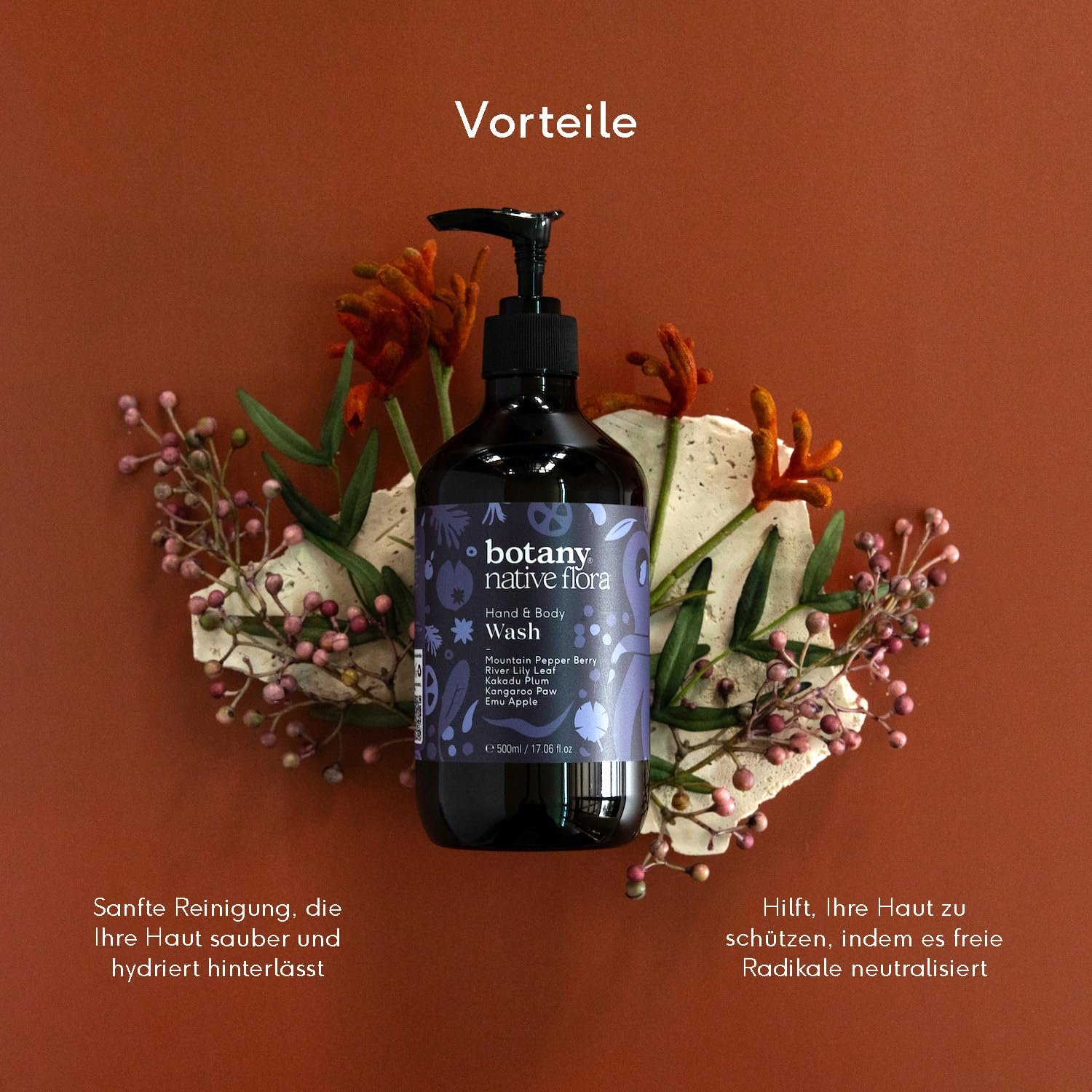 Засіб для миття рук та тіла Botany Native Flora зволожувальний з екстрактами австралійських рослин 500 ml, фото №3