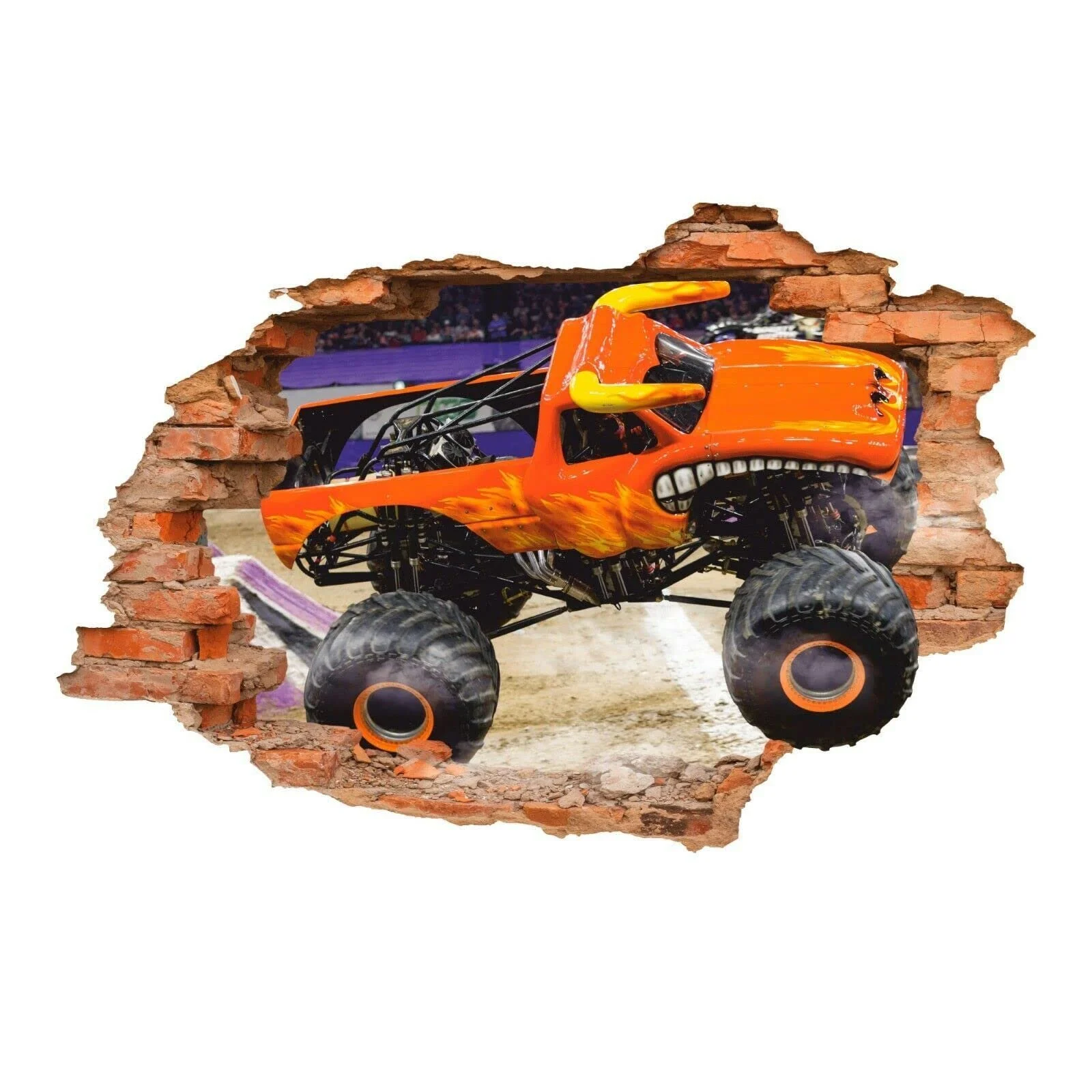 Наклейка на стену Monster Truck Bull Truck глянцевый винил Оранжевая 50x70 см, фото №1