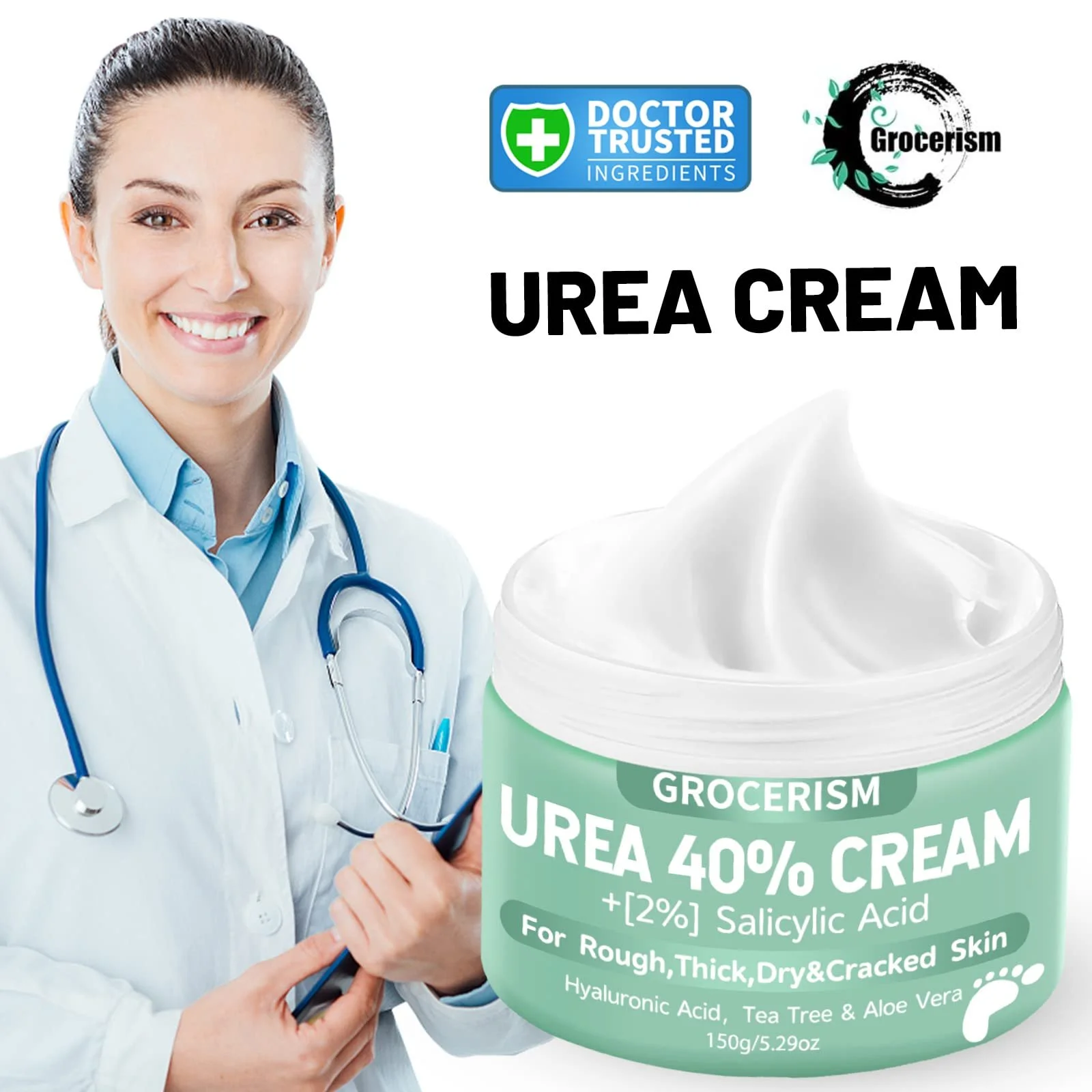 Крем Urea Cream 40% с гиалуроновой кислотой и чайным деревом 150 г, фото №2