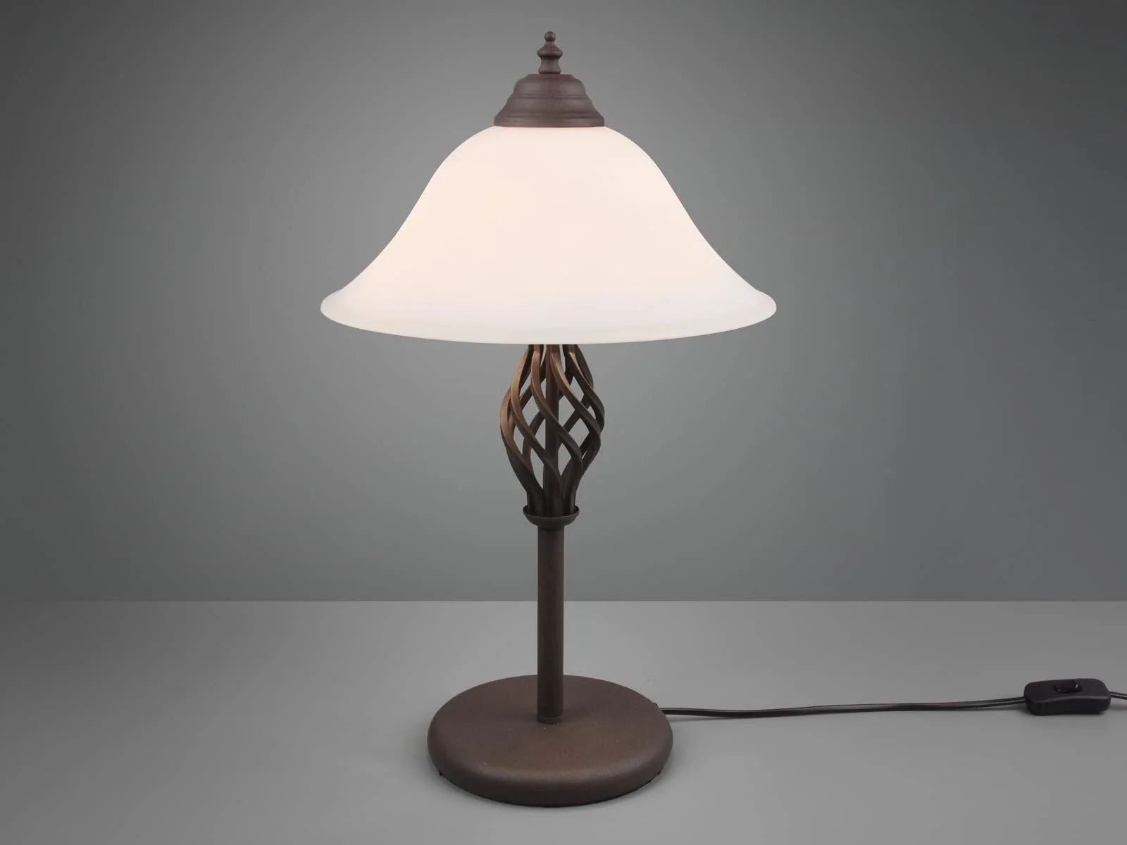 Настільна лампа Country House велика з ефектом іржі та скляним абажуром, білий, висота 50 см, фото №3