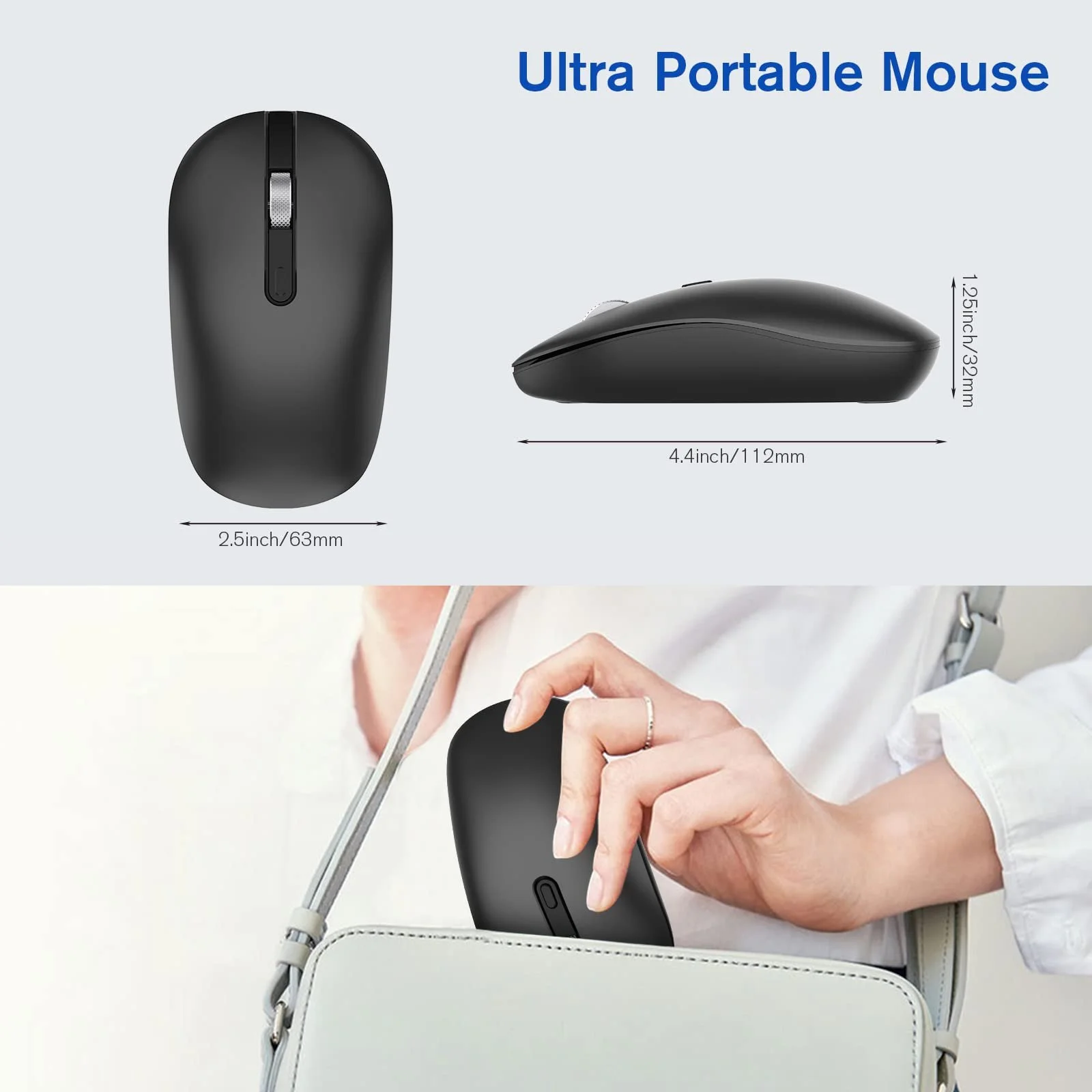 Миша бездротова Cimetech 2.4GHz, тиха, ергономічна, з USB-ресивером, 3 DPI, металеве колесо прокрутки, фото №6