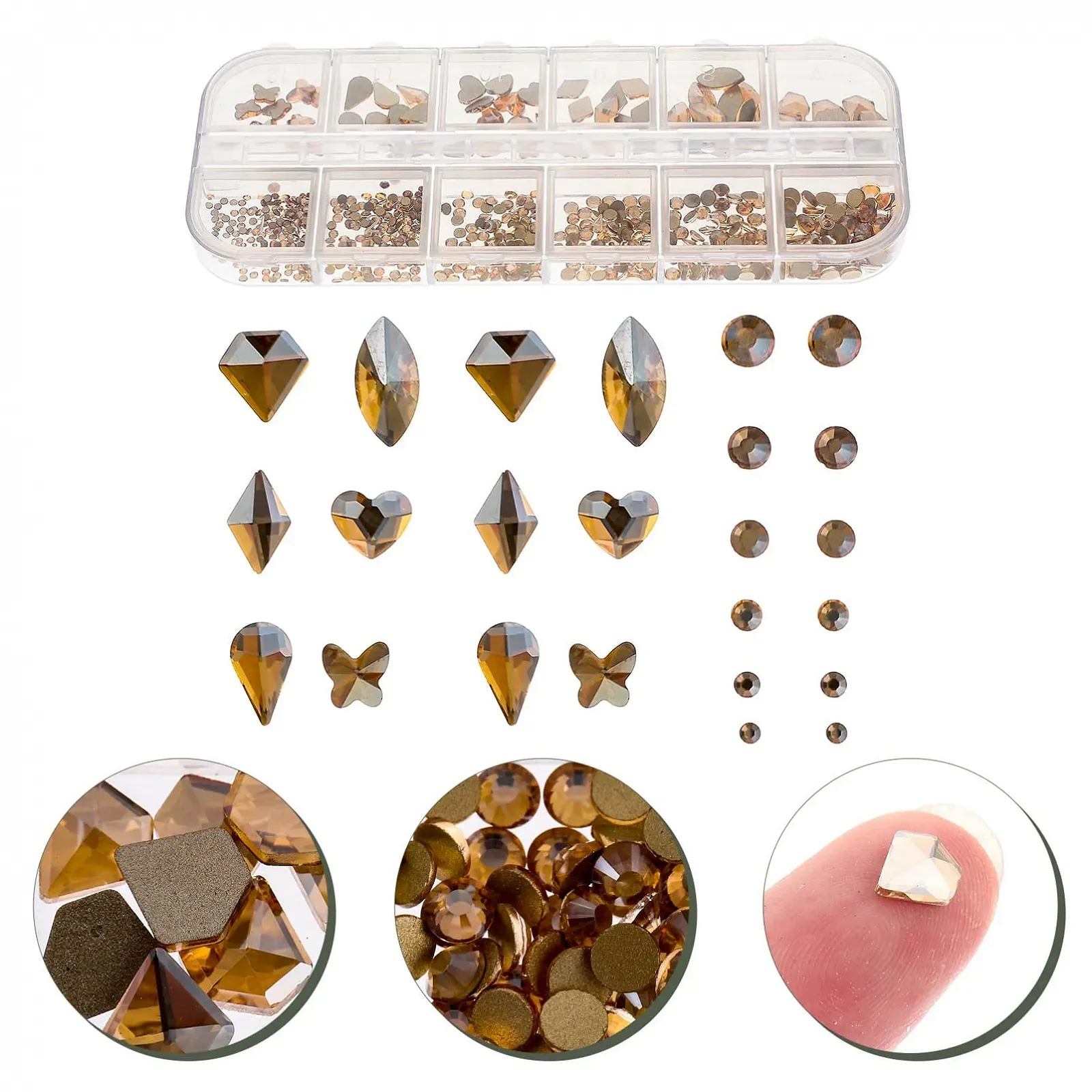 Стразы для ногтей FOMIYES 12 Grid, плоские, разные формы для креативного дизайна ногтей и украшений для рукоделия, фото №2