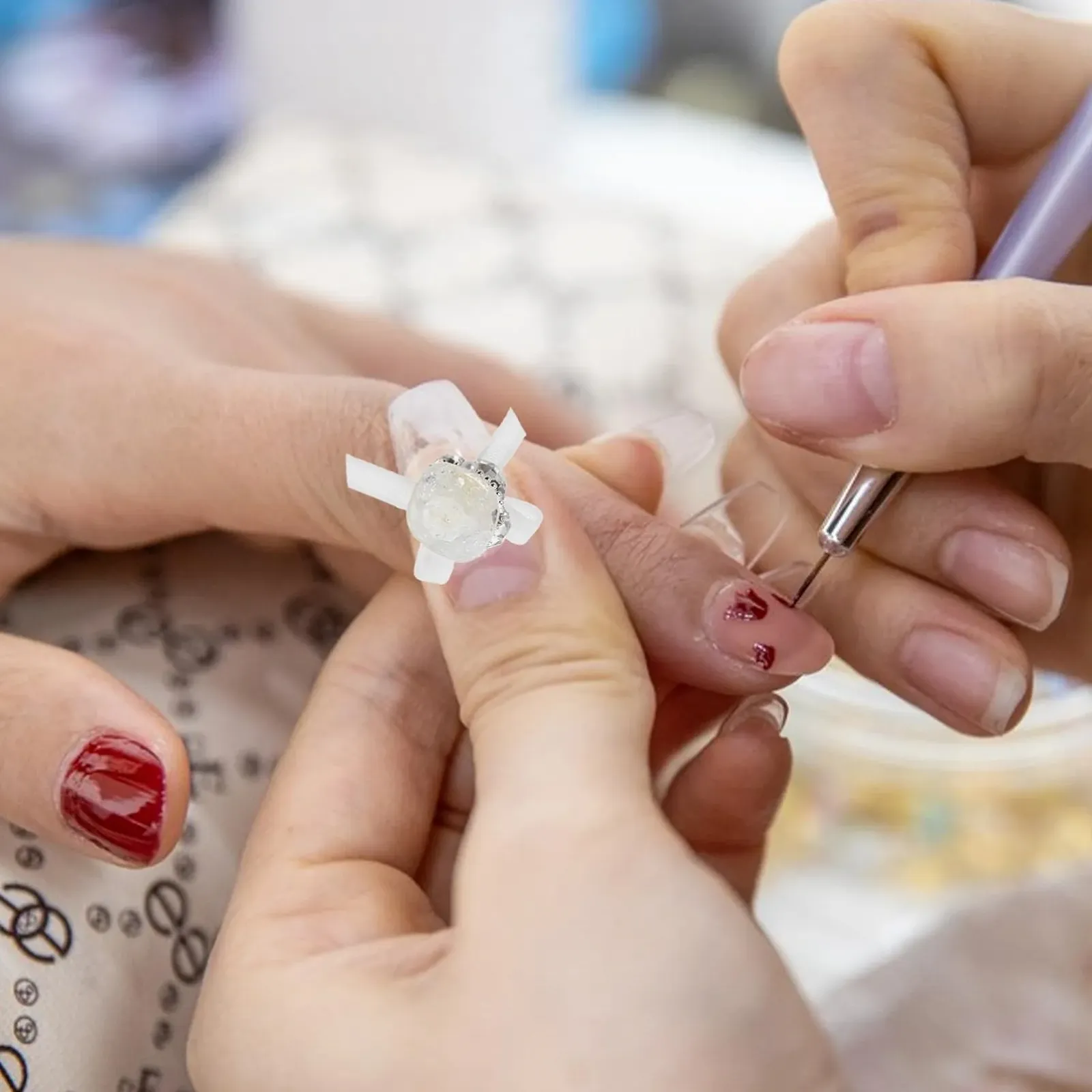 Украшения для ногтей FRCOLOR 8шт Камни и подвески Акриловые стразы для ногтей Мелкий блеск для ногтей с бантом из органзы Милая подвеска для дизайна ногтей, фото №5