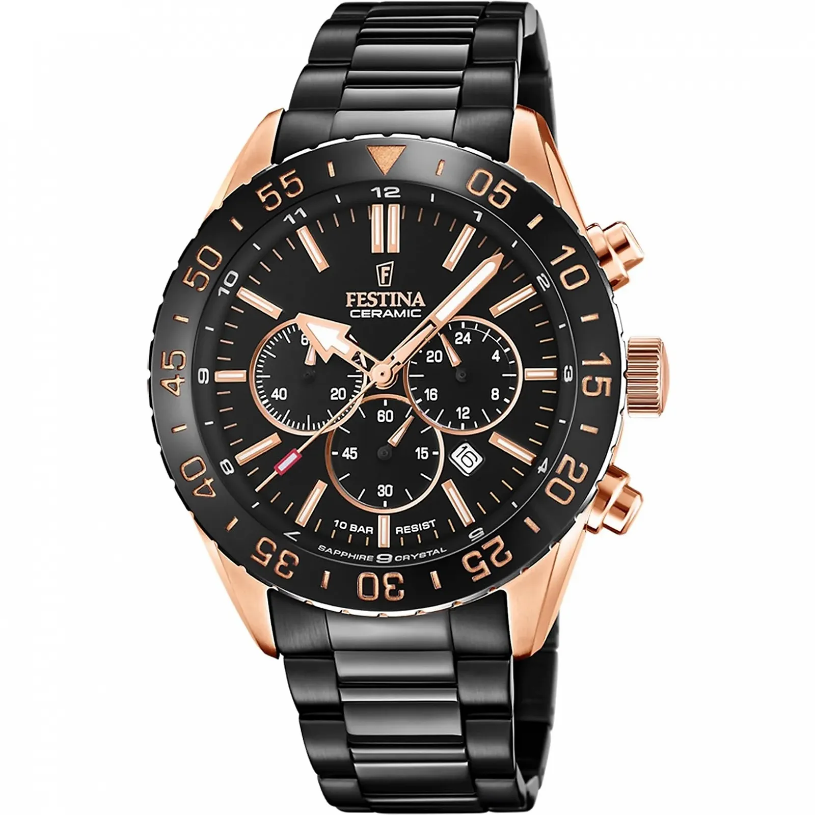 Мужские аналоговые кварцевые часы Festina F20578/1 с ремешком из нержавеющей стали, черные, фото №3 Мужские аналоговые кварцевые часы Festina F20578/1 с ремешком из нержавеющей стали, черные, фото №3