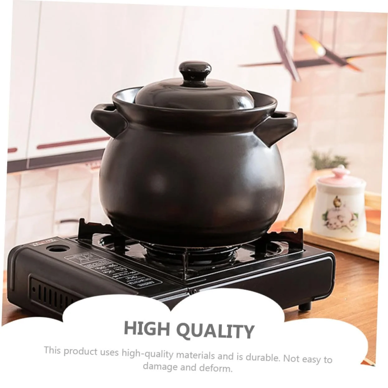 Кастрюля-жаровня Alipis керамическая глиняная термостойкая черная для риса и супа, фото №9