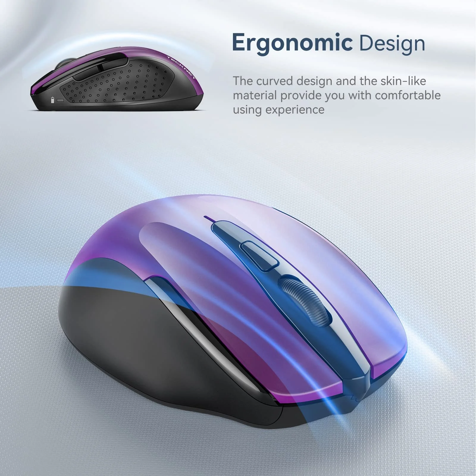 Мышь беспроводная TECKNET Pro 2.4G 2600 DPI 6 кнопок с нано-приемником фиолетовая, фото №2 Мышь беспроводная TECKNET Pro 2.4G 2600 DPI 6 кнопок с нано-приемником фиолетовая, фото №2