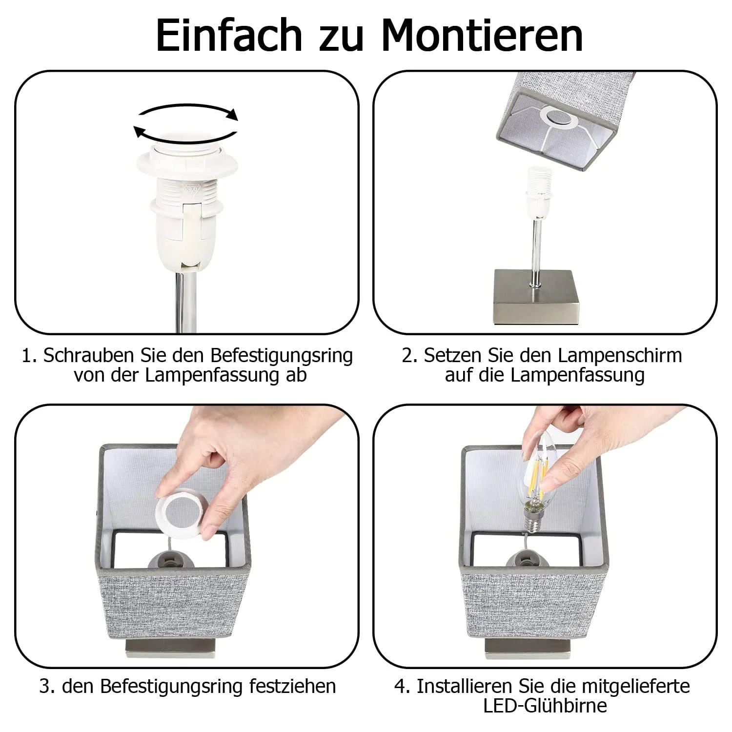 Настільна лампа Touch Dimmable E14 Retro Grey, фото №5