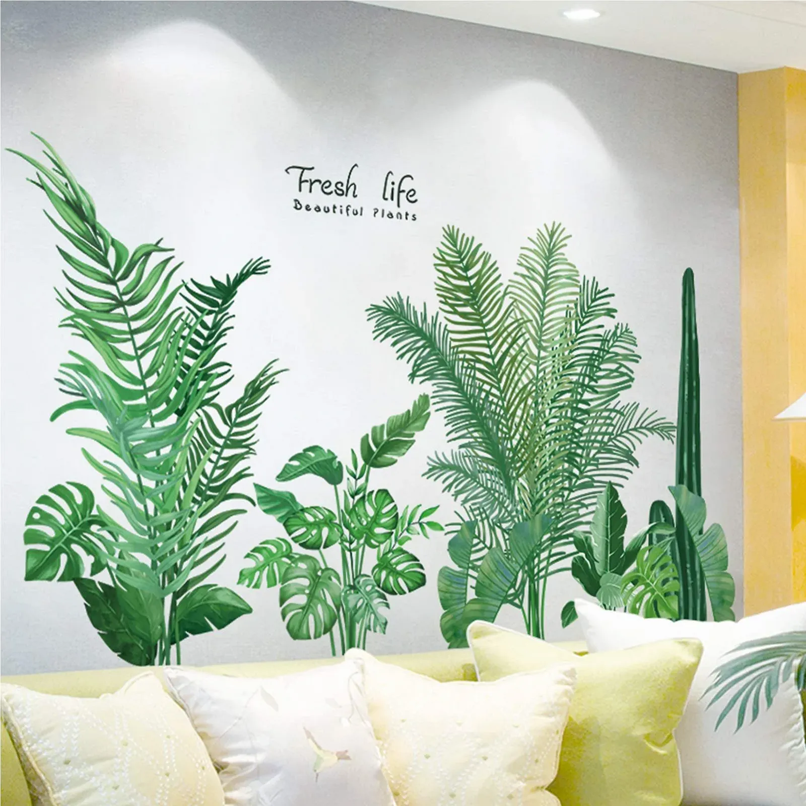 Наклейка на стіну TANOSAN Tropical Plants Green Plant Leaves Turtle Leaf Зелена, фото №6