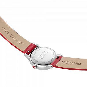 Женские аналоговые часы Mondaine MSE.30210.LCV Кварцевый механизм, кожаный ремешок из винограда, красный synthetic.ua - Фото 1