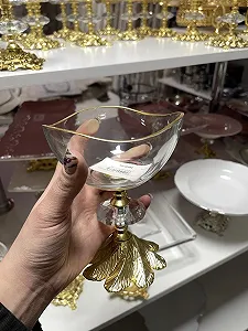 Креманка на золотій ножці перо Тюльпан - Фото 1