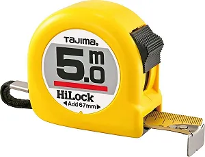 Рулетка Tajima Hi Lock H6P50MY, желтая, 5 м x 16 мм - Фото 1