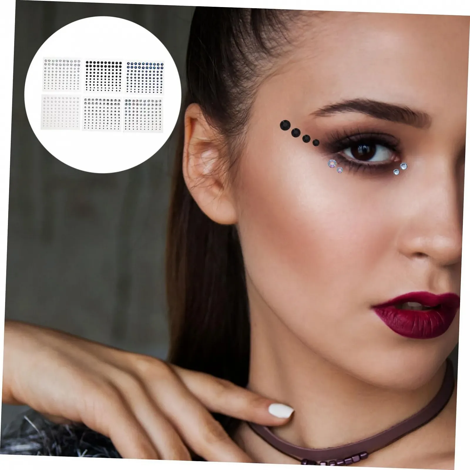 Стразы для ногтей WOONEKY 6 листов, самоклеящиеся, для лица, декоративные акриловые, без клея, фото №5