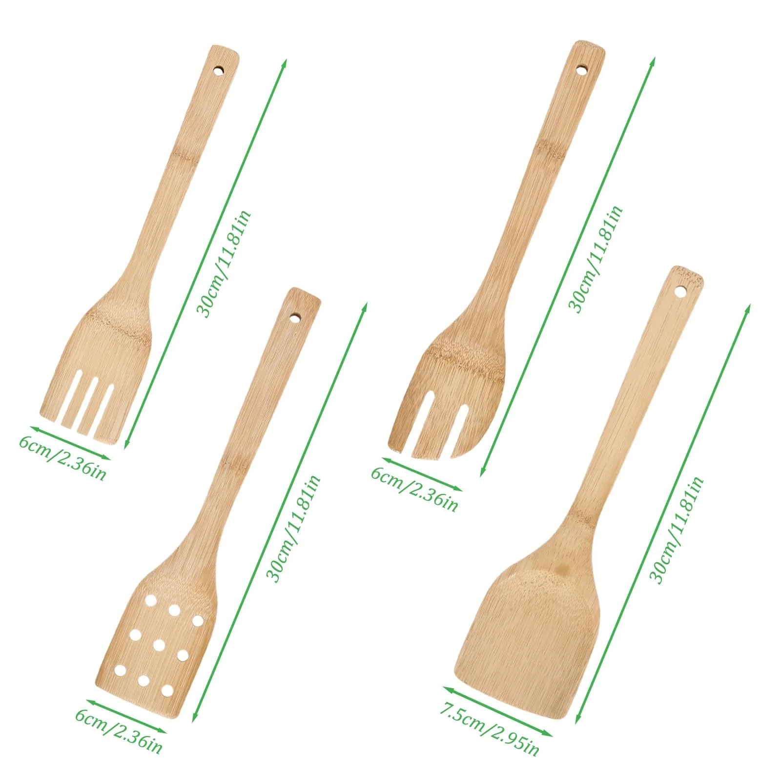 Набор лопаток и ложек Wooden 4 Piece 30 cm BPA-Free Scratch-Resistant, фото №2 Набор лопаток и ложек Wooden 4 Piece 30 cm BPA-Free Scratch-Resistant, фото №2