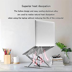 Подставка для ноутбука, эргономичная алюминиевая подставка для стола, подставка для компьютера с регулировкой высоты на 7 + 9 уровней, складная подставка для ноутбука, совместимая со всеми ноутбуками 10-17 дюймов synthetic.ua - Фото 1