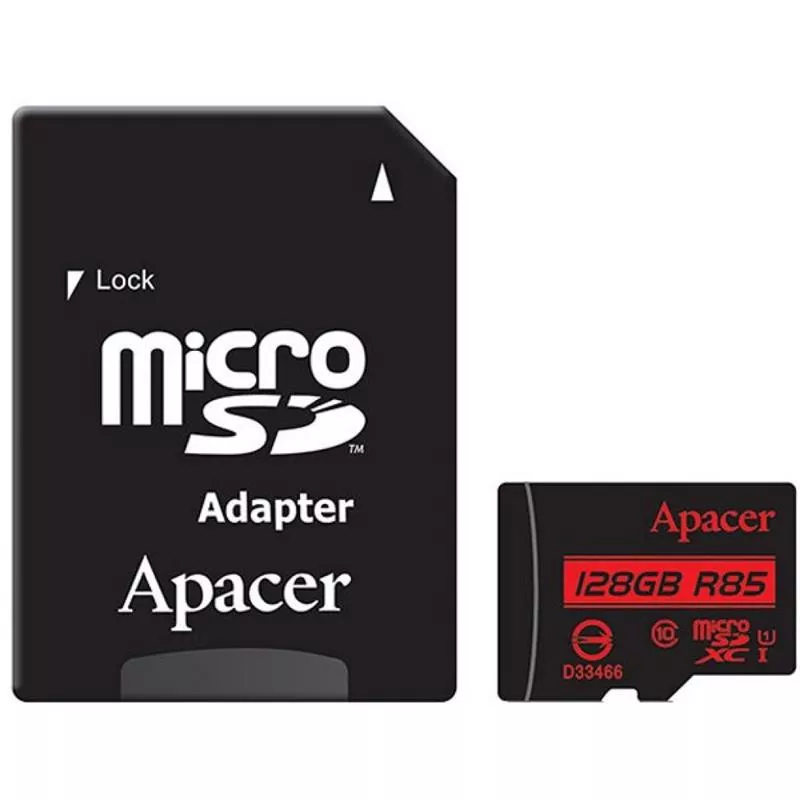 Карта памяти MicroSDHXC 128GB UHS-I Class 10 Apacer SD adapter AP128GMCSX10U5-R, фото №1