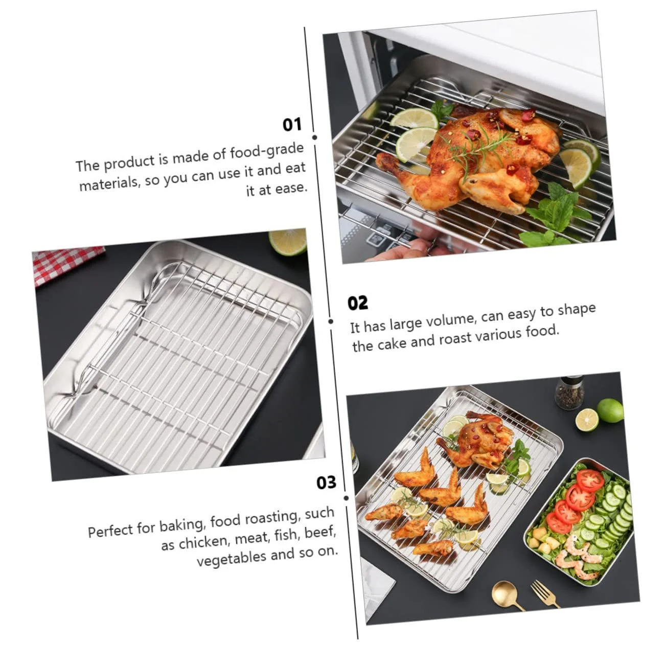 Форма для запікання Homoyoyo Прямокутна з решіткою для охолодження антипригарна, фото №5