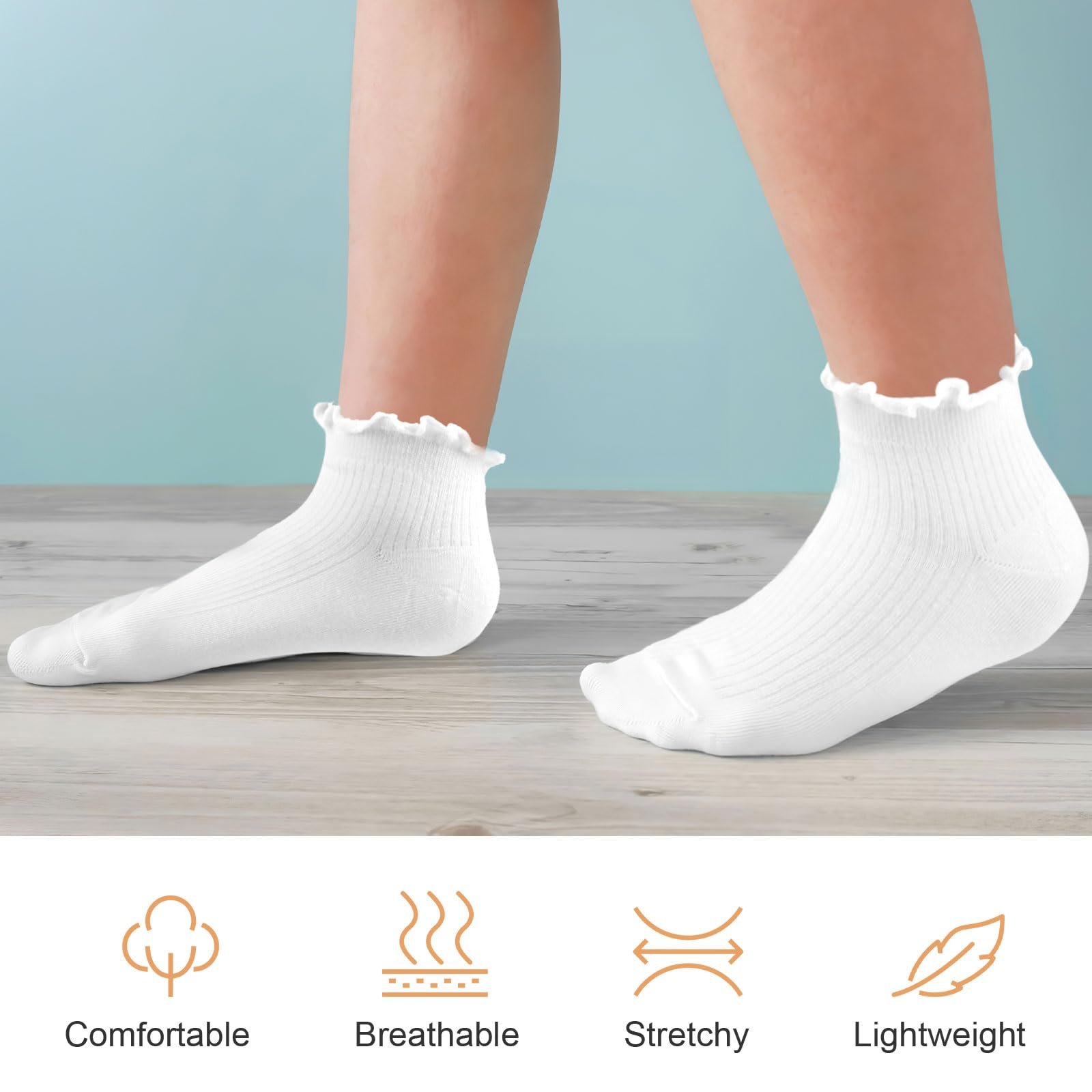 Носки с оборками Хлопковые 6 пар Белый 35-40, фото №3