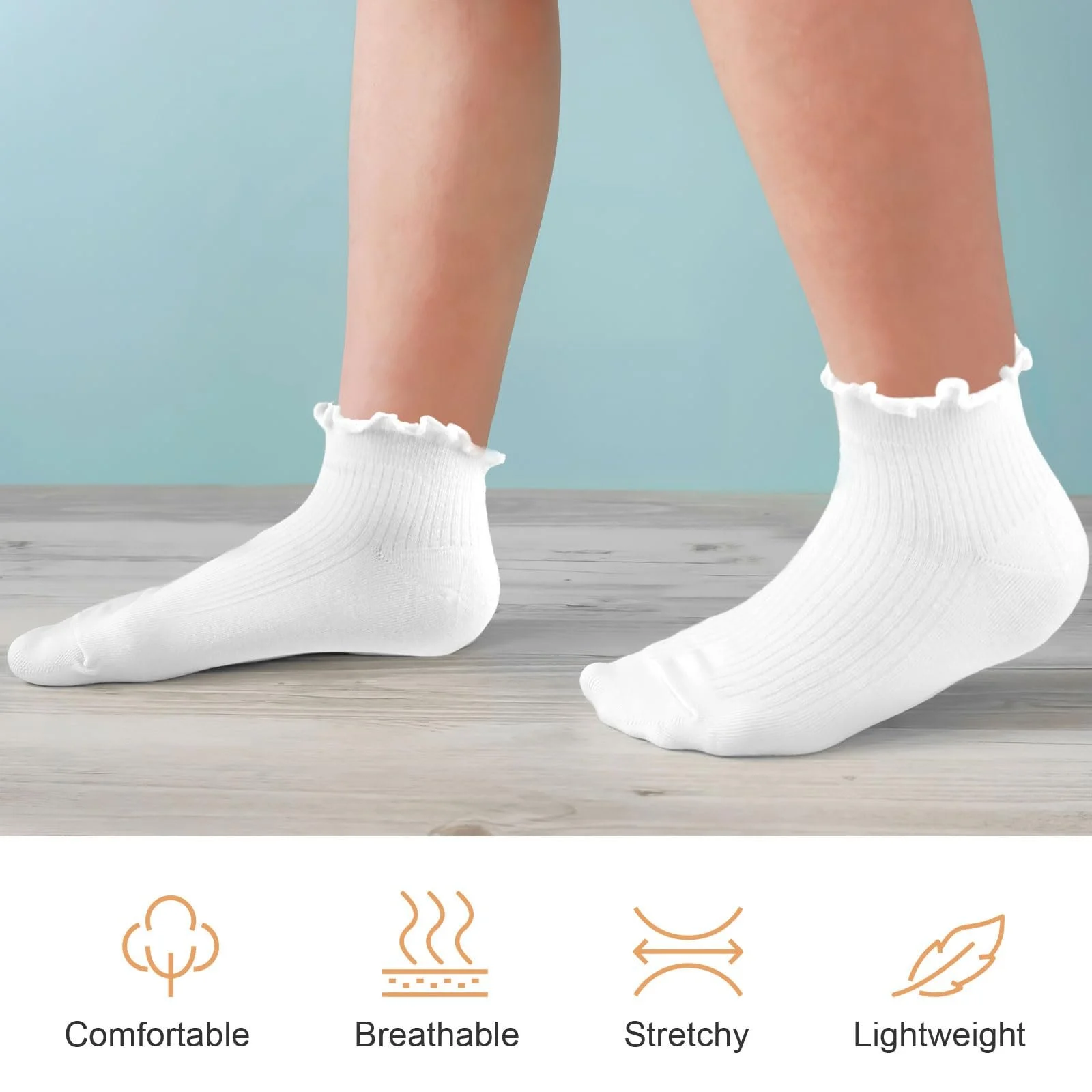 Носки с оборками Хлопковые 6 пар Белый 35-40, фото №3