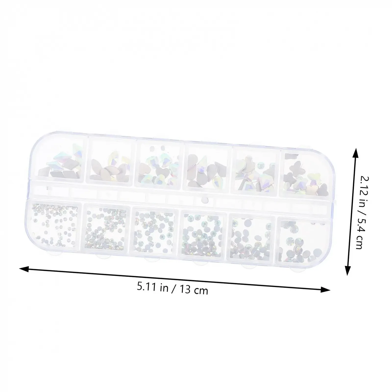 Стрази для нігтів PLAFOPE, набір 12 відділень, скляні кристали, фото №4