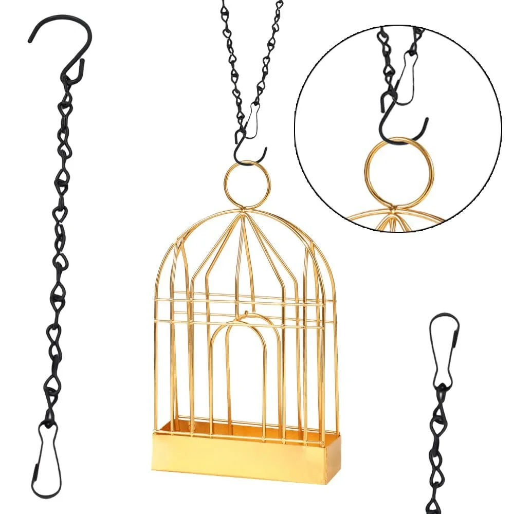 Ланцюги для підвісних кашпо Набір 4 шт Металеві Чорні, фото №6