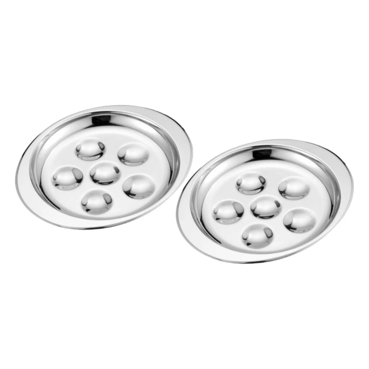 Набор тарелок для улиток Veemoon 2 шт. нержавеющая сталь для запекания яиц термостойкие Сребристый, фото №1