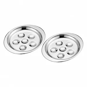 Набор тарелок для улиток Veemoon 2 шт. нержавеющая сталь для запекания яиц термостойкие Сребристый - Фото 1