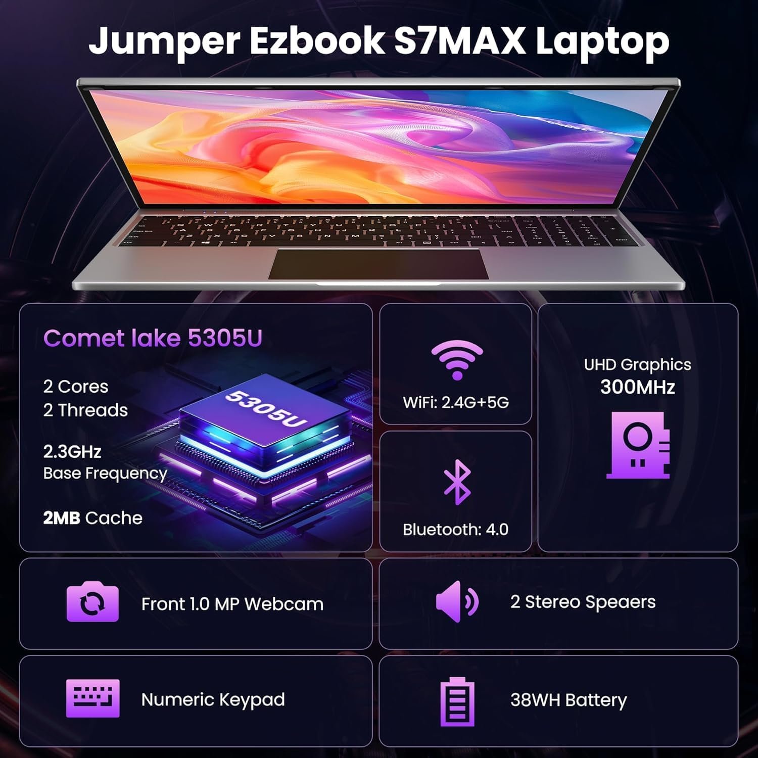 Ноутбук 16'' Jumper S7 MAX 12640 Intel Celeron 5305U RAM 12GB SSD 512GB Windows 11 Алюмінієвий корпус, фото №4