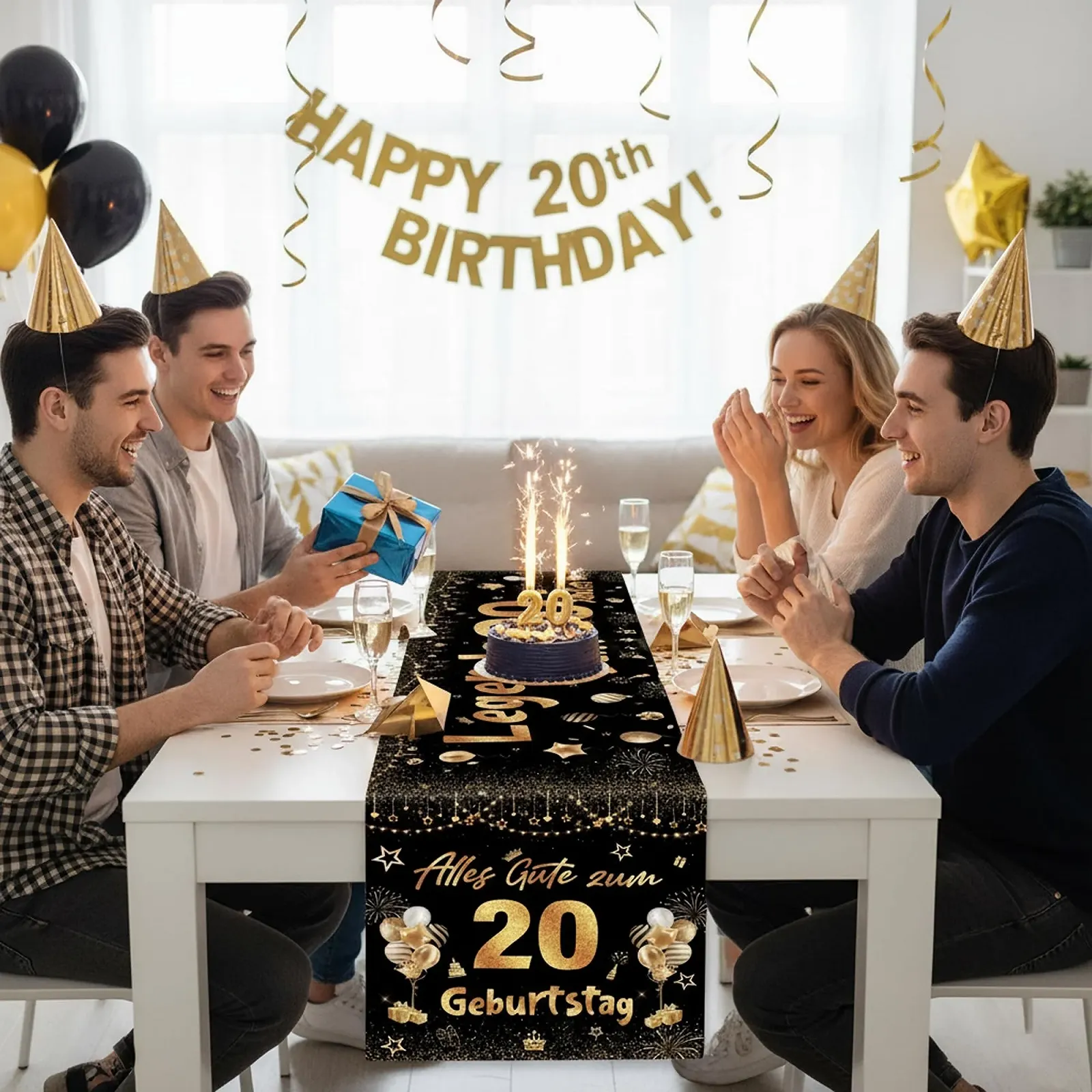Дорожка на стіл Legend for 20 years на 20-річчя 180 х 35 см Чорно-золота, фото №4 Дорожка на стіл Legend for 20 years на 20-річчя 180 х 35 см Чорно-золота, фото №4