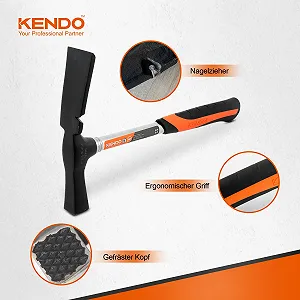 Молоток каменщика KENDO Берлинская форма 600 г 325 мм с 2-компонентной рукояткой из углеродистой стали synthetic.ua - Фото 1
