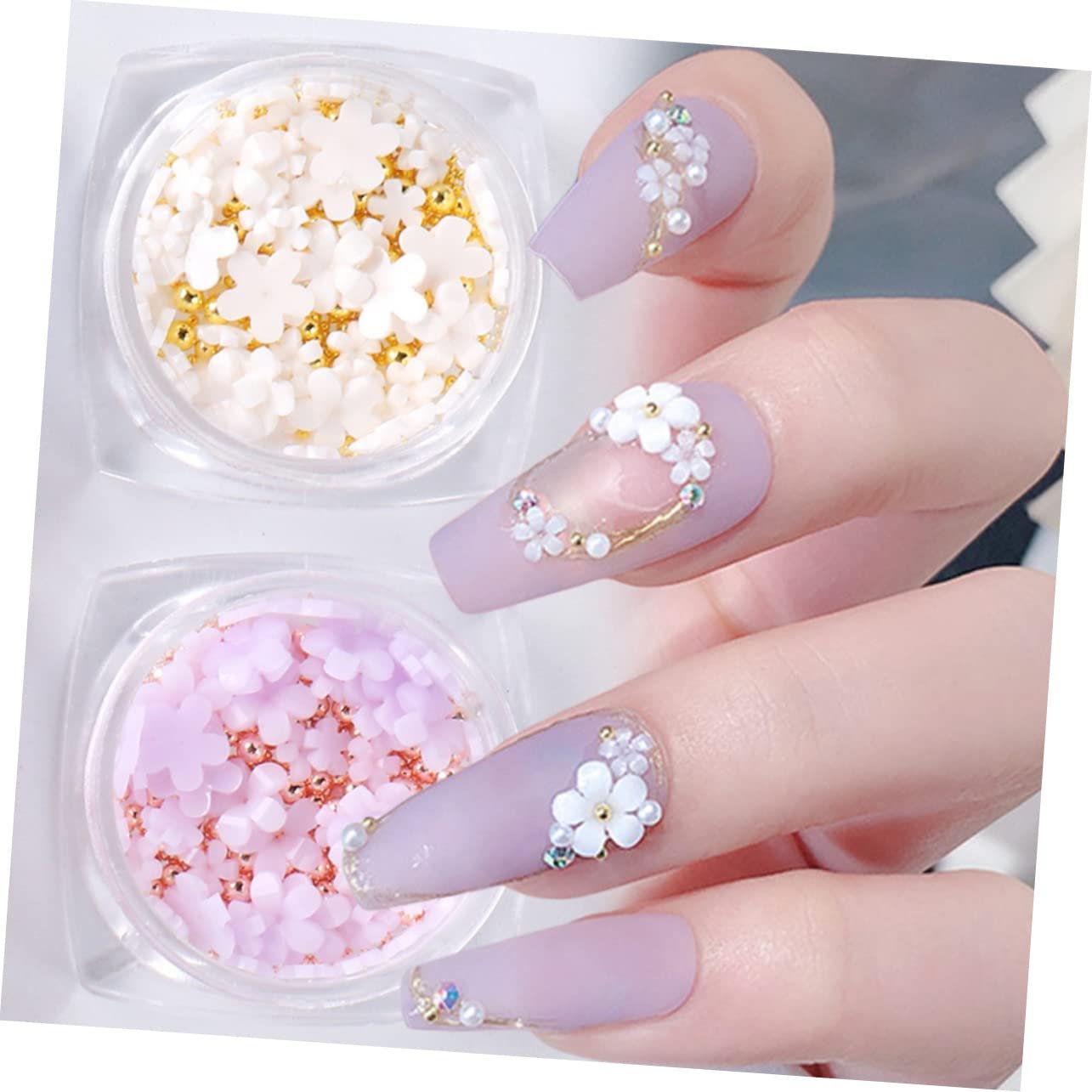 FRCOLOR 30 коробок, аксессуары для ногтей, драгоценные камни, цветы, наклейки для ногтей, хлопья для ногтей, подвески для ногтей, заклепки для ногтей, цветочные украшения, диски для ногтей, милые цветочные подвески для ногтей, фото №7