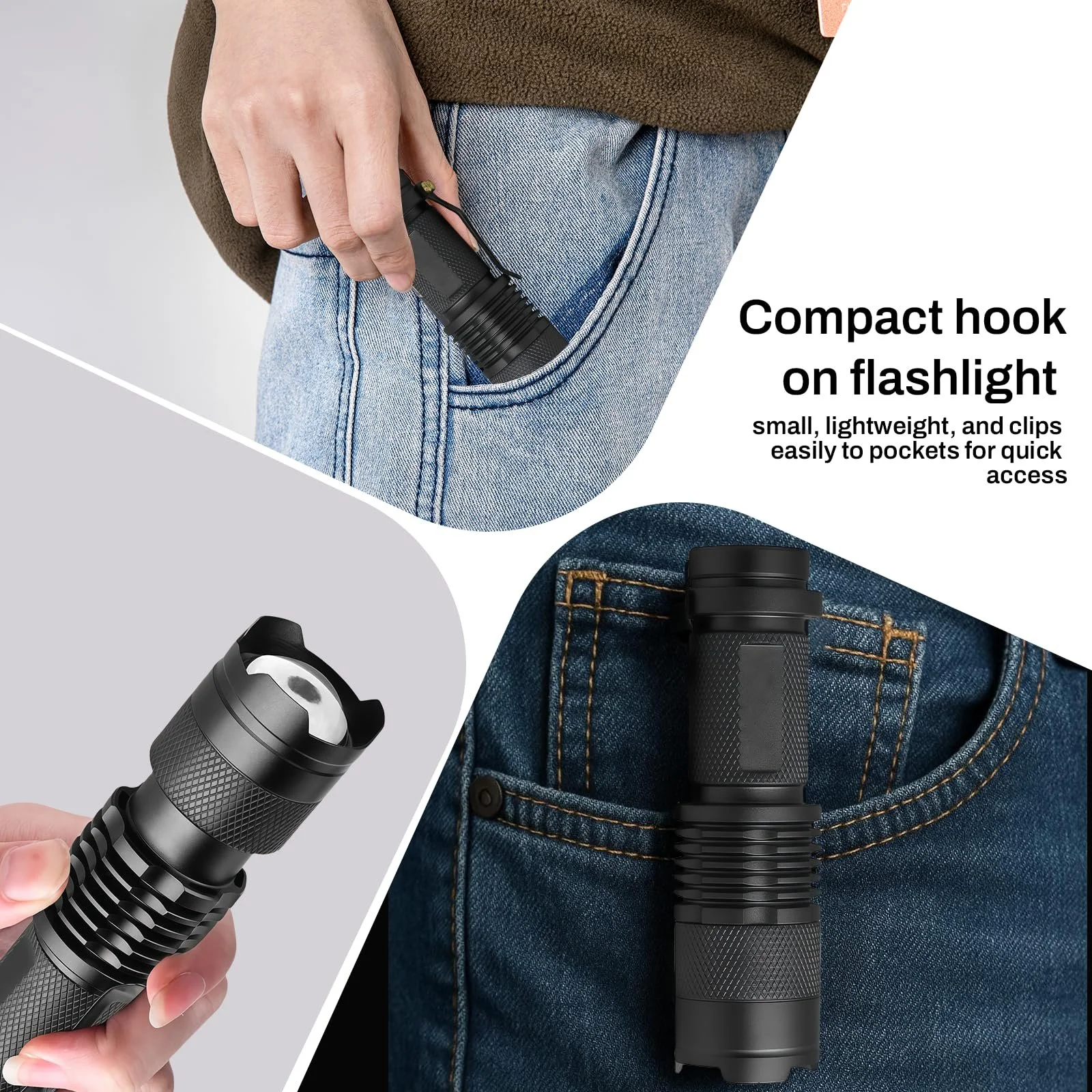 Ліхтарик Міні LED Blue Light 3 режими Zoomable з кліпсою Синій, фото №7